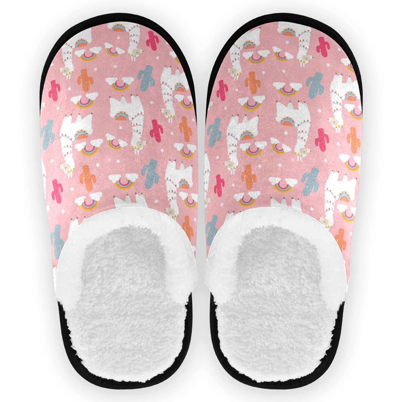 visesunnyLlama Alpaca Cactus Cozy Fuzzy Womens Memory Foam House Slippers Plush Fleece Indoor Outdoor Slipper