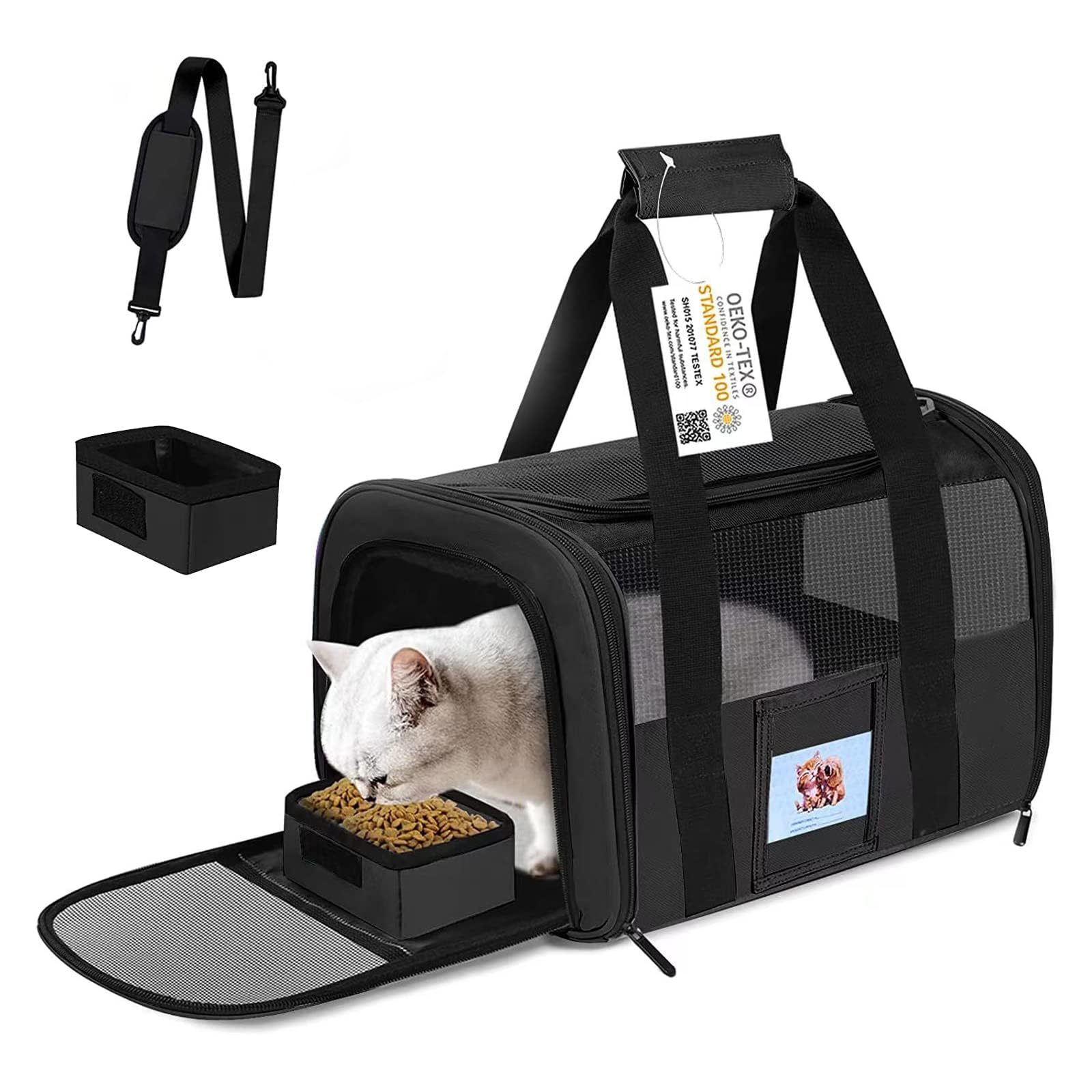 NALACAL Pet Protable Travel Carrier Bag, Soft Sided Cat Carriers for Cats Under 25 lbs, Collapsible Breathable Travel Dog Carrier, 20"x13"x13", TSA Airline Approved Cat Carrier for Dog Cat (Black)