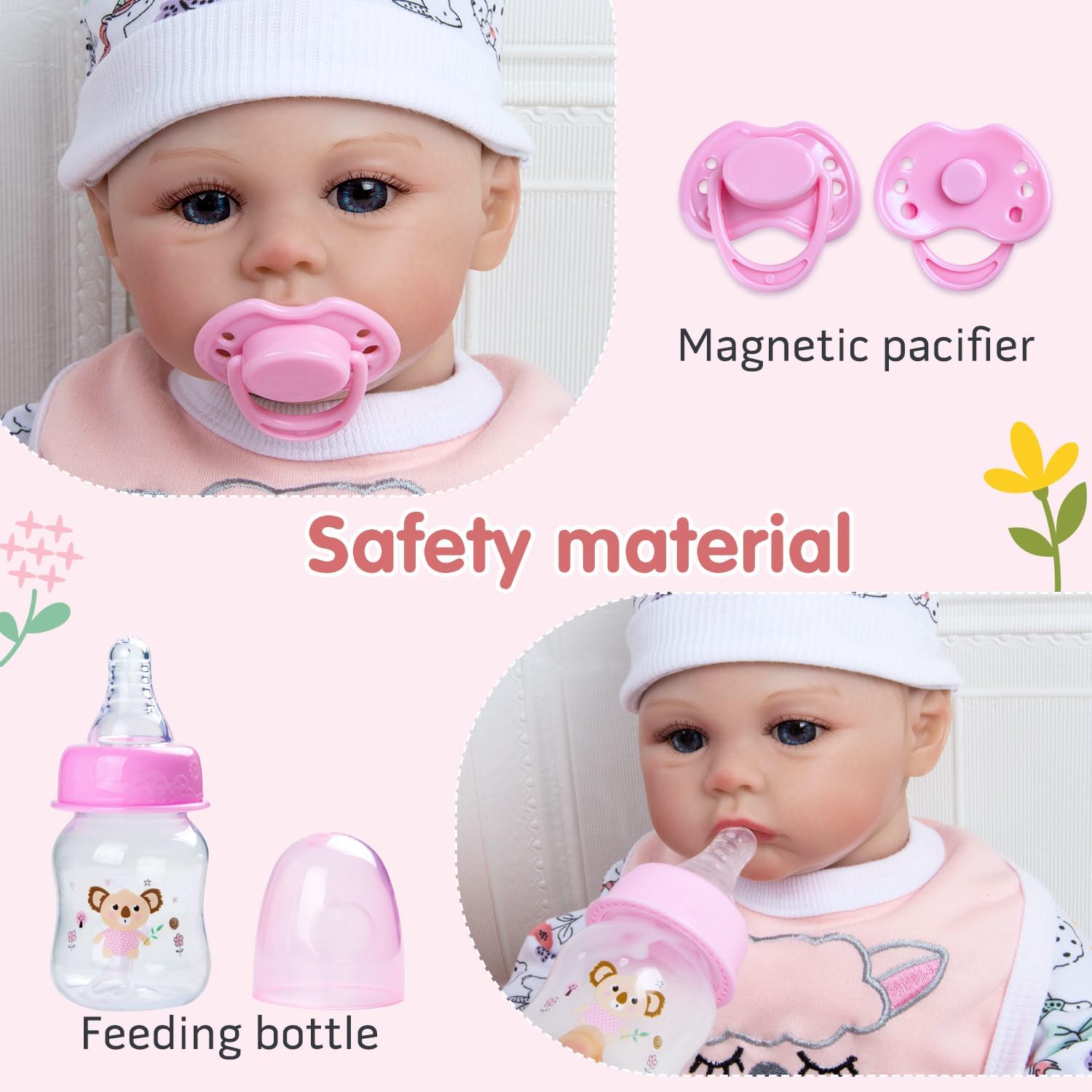 Reborn Baby Doll Clothes for 18-22 Inch Baby Girl Doll,20 inch Newborn Baby Doll Clothes Pink Sheep 13 Pcs Outfits Accessories with Pink Diaper Bag