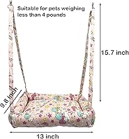 Vista 6 de Hamaca de conejo, columpio para animales pequeños, hamaca colgante con 2 almohadillas, hamaca para mascotas, columpio para conejos, cobayas