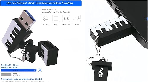 Miniatura 4 de 128GB USB 3.0 Flash Drive Novedad Dibujos Animados Piano Alta Velocidad de Transferencia Pendrive Memory Stick
