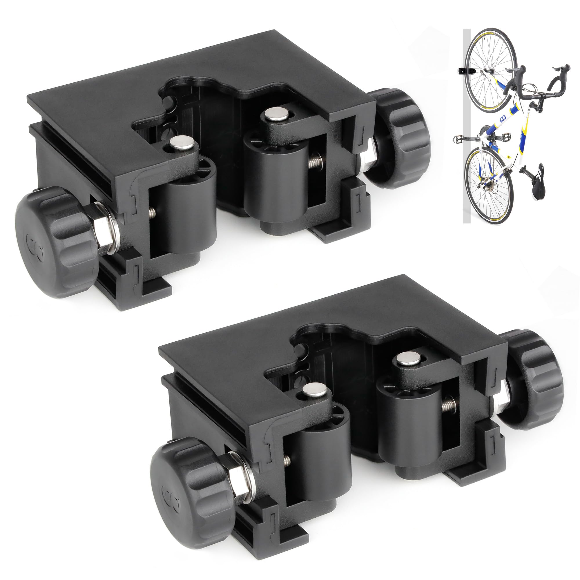 CyclingDeal Road Bike 23-28mm Width Tire Bicycle Clip Storage Wall Mount Rack - Premium Quality Clip for Outdoor & Indoor - Safe & Secure for Storing Road Hybrid Bikes in Garage or Home - Pack of 2