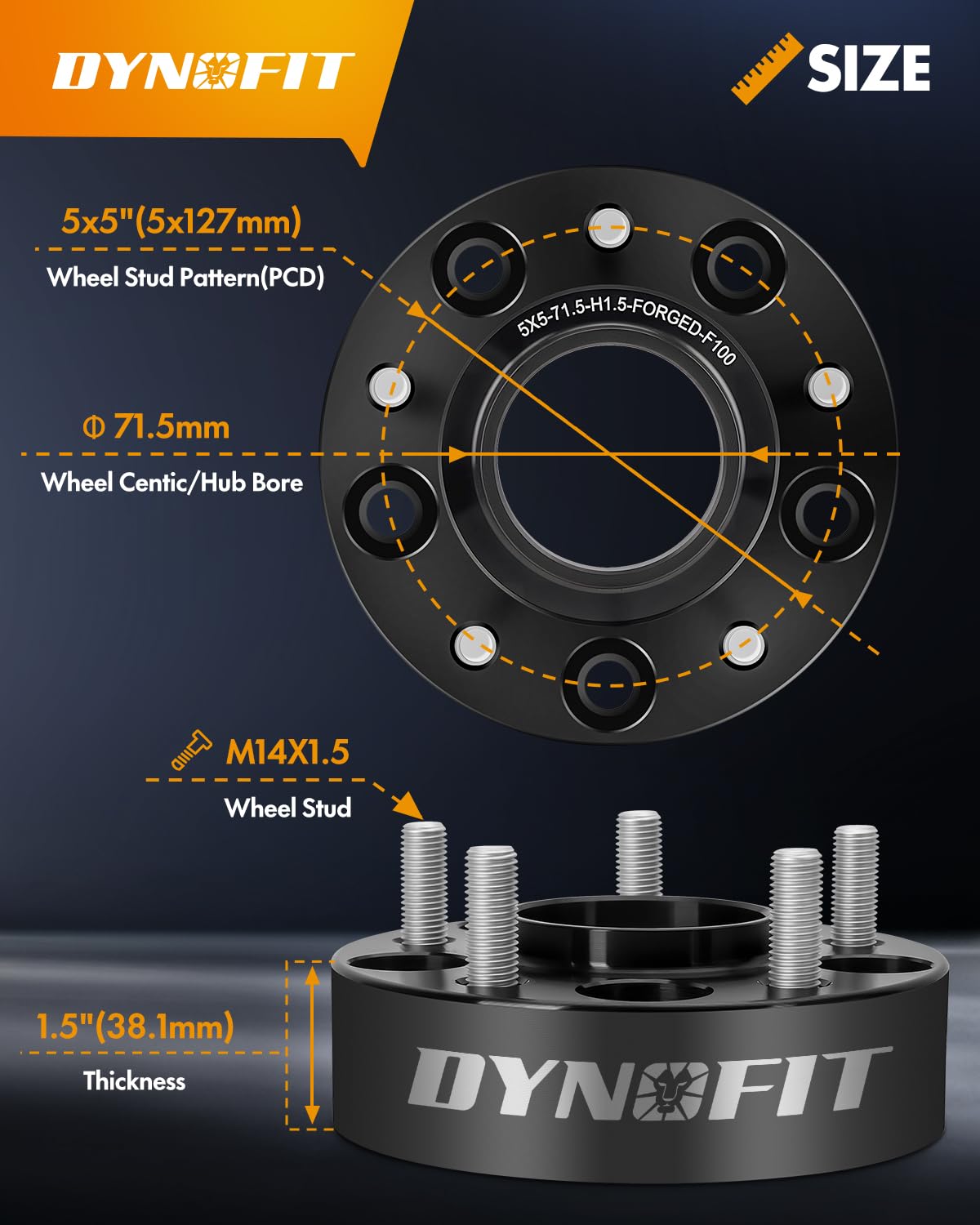 4P 1.5 5x5 5x127 For Jeep Wrangler JL 2018-2022 Hubcentric