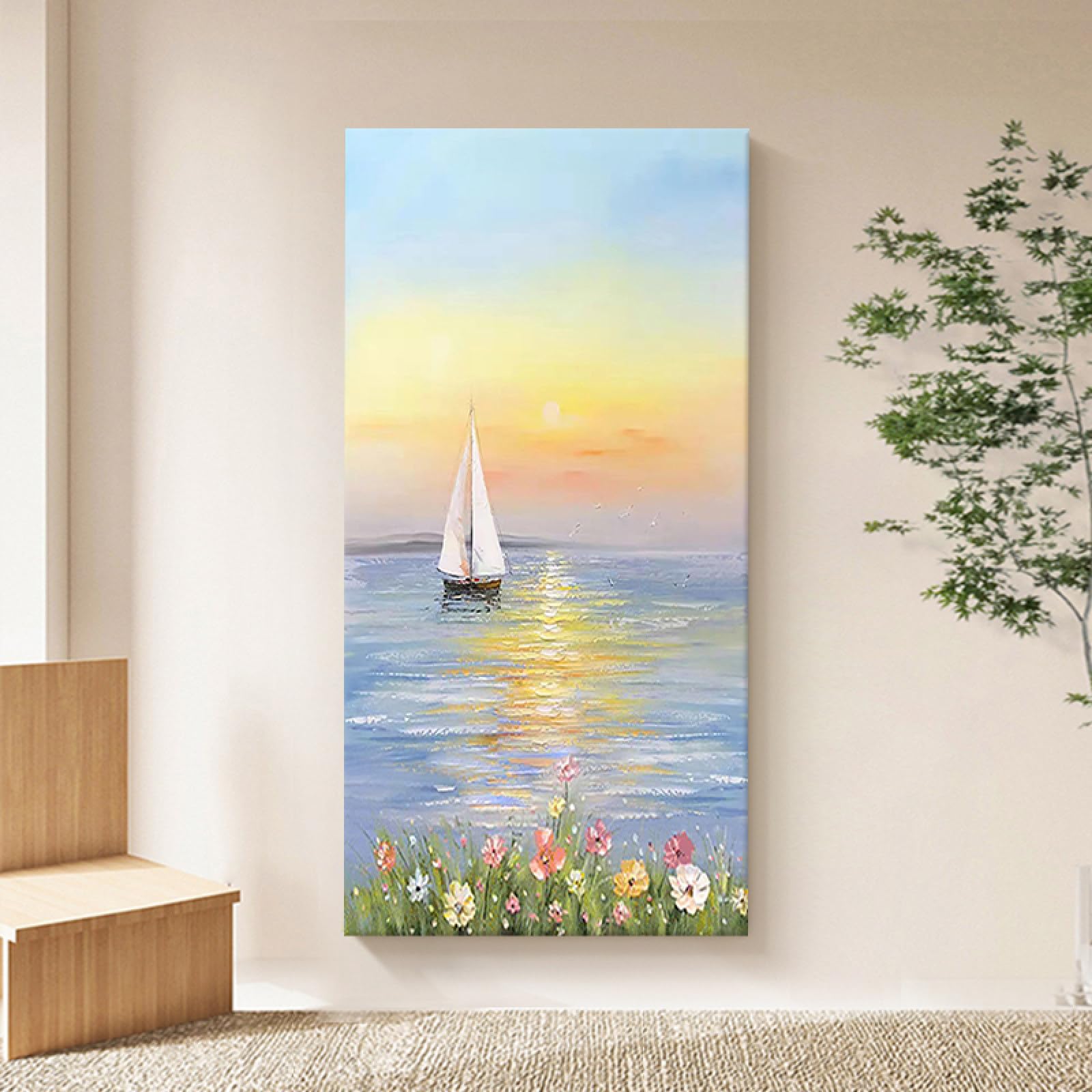 Peinture à l'huile grand format pour habiller un grand mur blanc