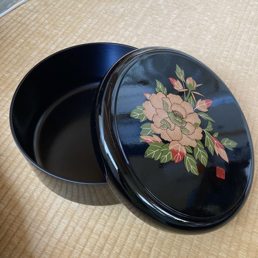 輪島塗 お櫃 茶道具 鶉 ウズラ 柘榴 ザクロ 沈金 木製 漆器 黒 輪島塗