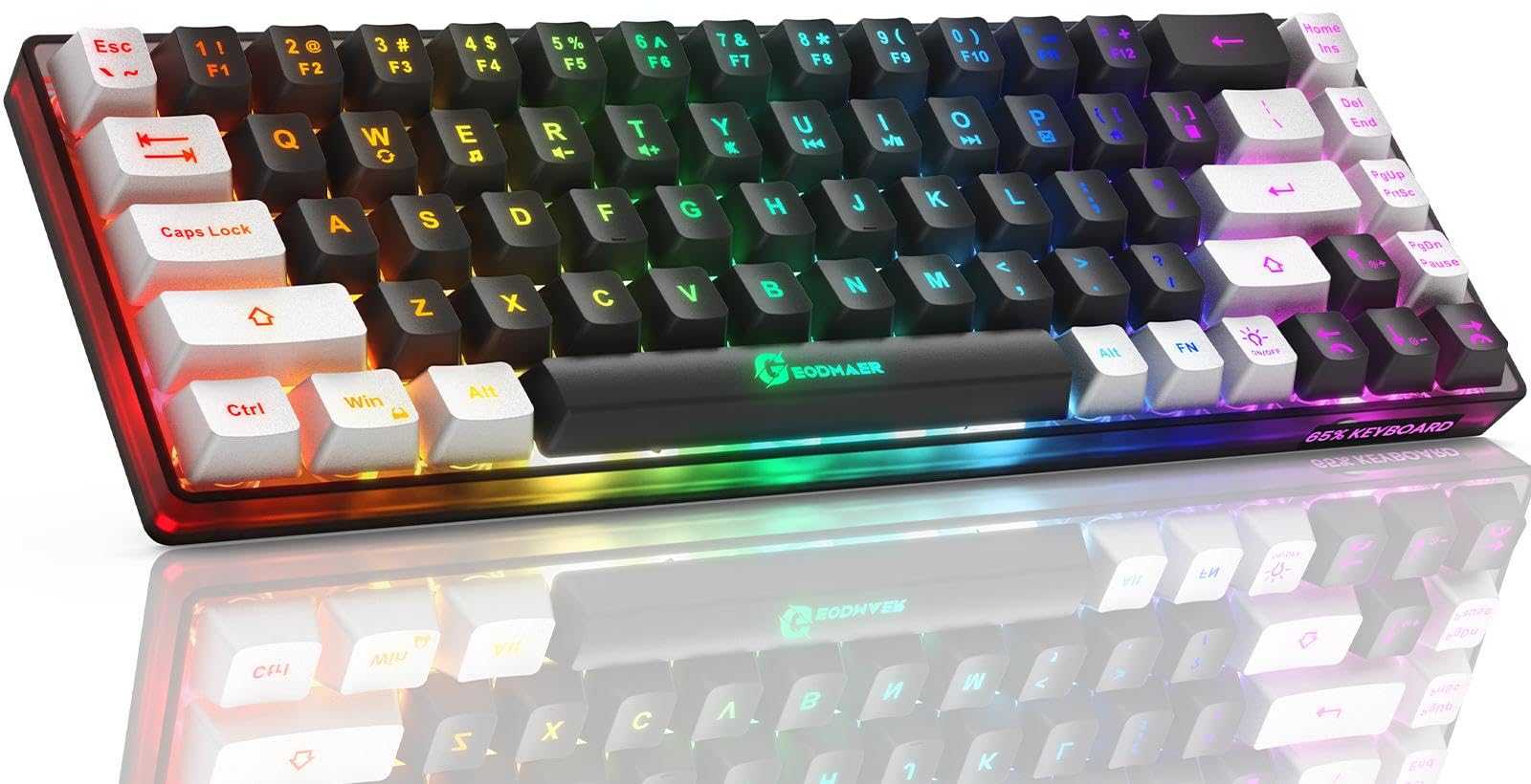 65% Gaming Keyboard, LED Backlit Mini Wired Gaming Keyboard, Ultra-Compact Anti-Ghosting No-Conflict 68 Keys Gaming Wired Keyboard for PC Laptop Windows Gamer (Black-Grey)