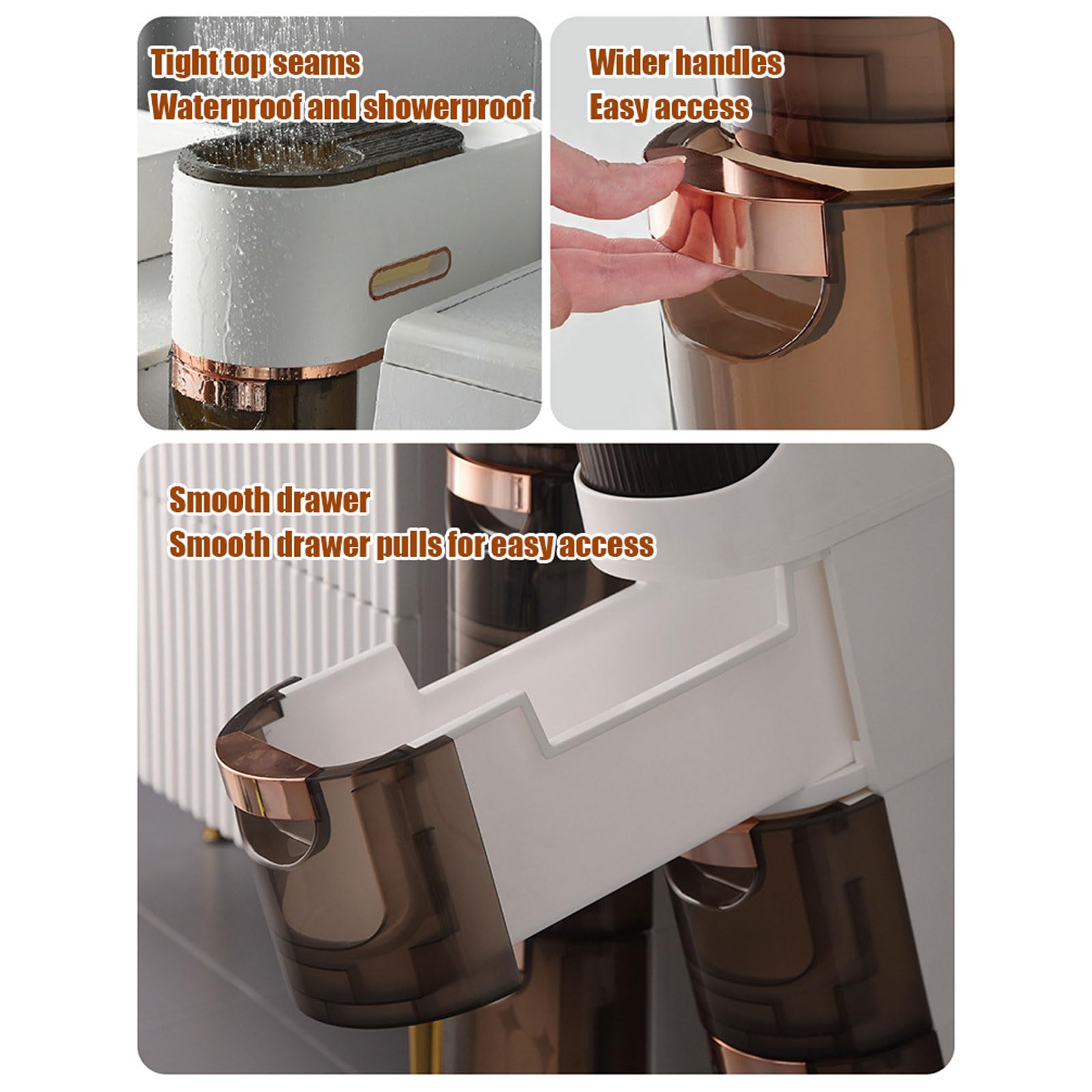 Mobiletto da Bagno Sottile a 4 Ripiani con Ruote, cassetti e Porta Carta igienica - Organizer in plastica Impermeabile per Piccoli spazi, Lavanderia e Gabbie Strette
