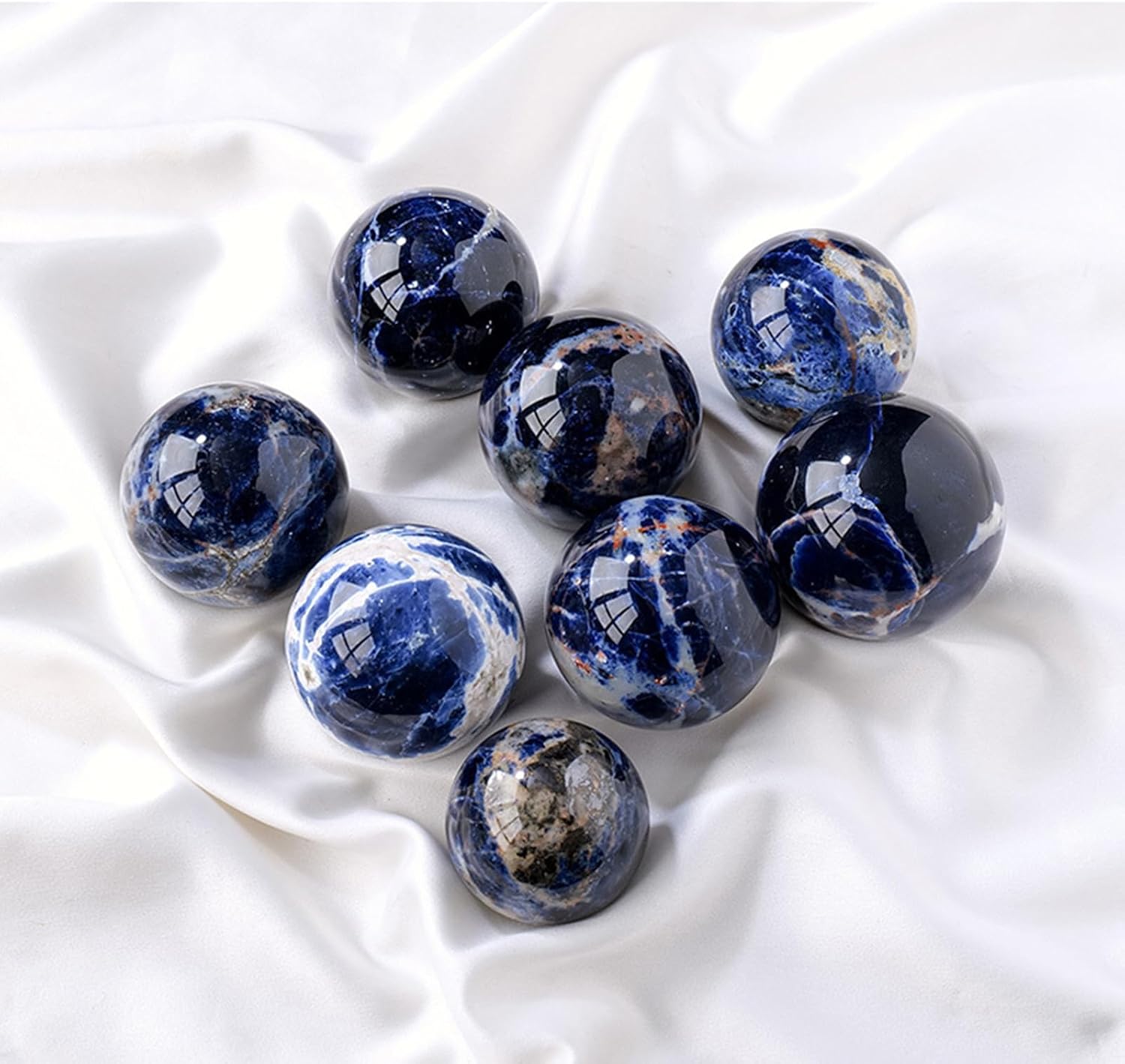 Natural Blue Pattern Crystal Ball Quartz Polished Divination Crystal Sphere Chakra Aura Home Desk Decor Decorative Precious Gifts,50~55mm