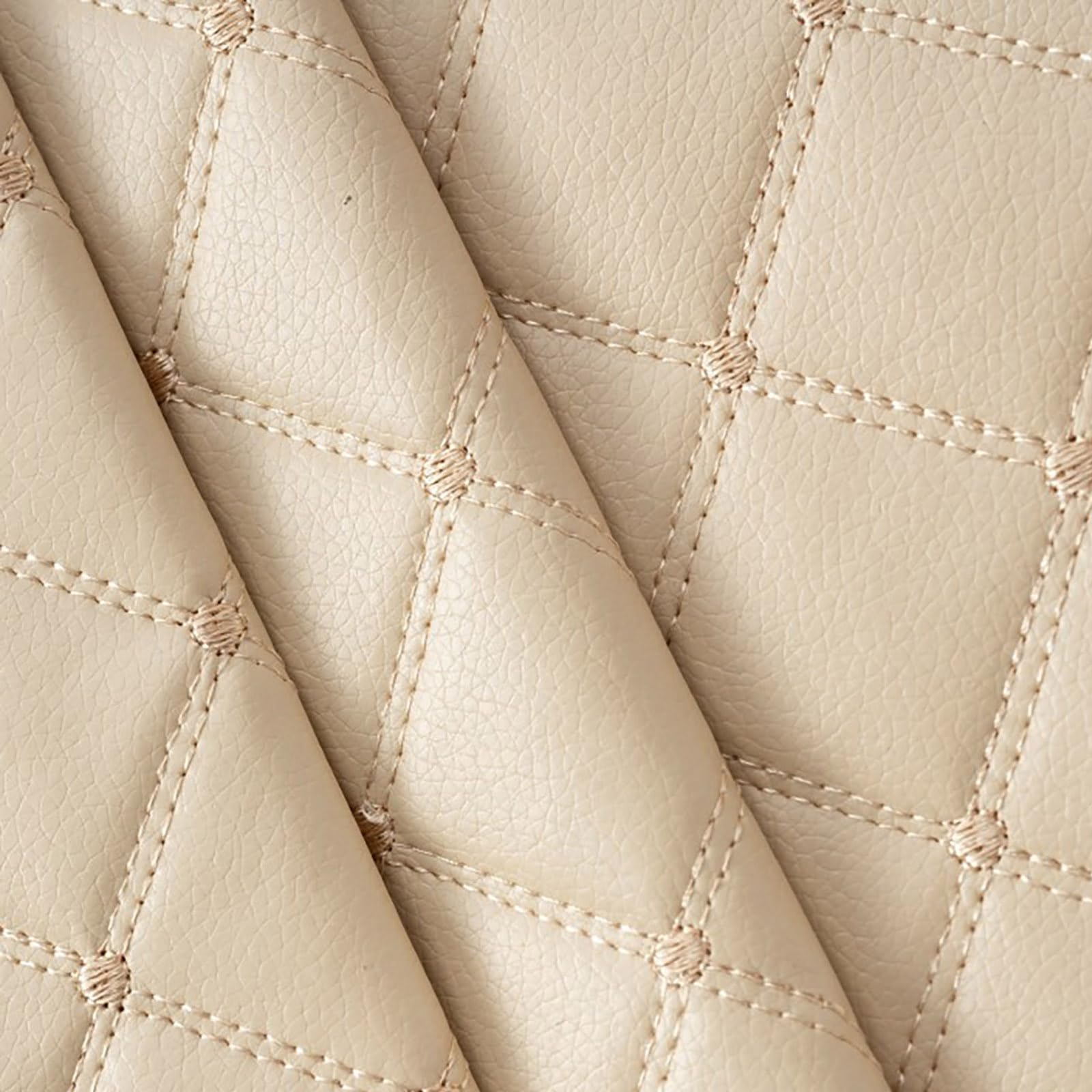 JINDAOSH Vinyl Faux Leather Fabric Upholstery Quilted Foam Fabric 3/8" Foam Backing Width 59in For DIY Headboard Car Headliner Automotive Home Decor DIY Crafts(Size:1mX1.5m,Color:cream white)