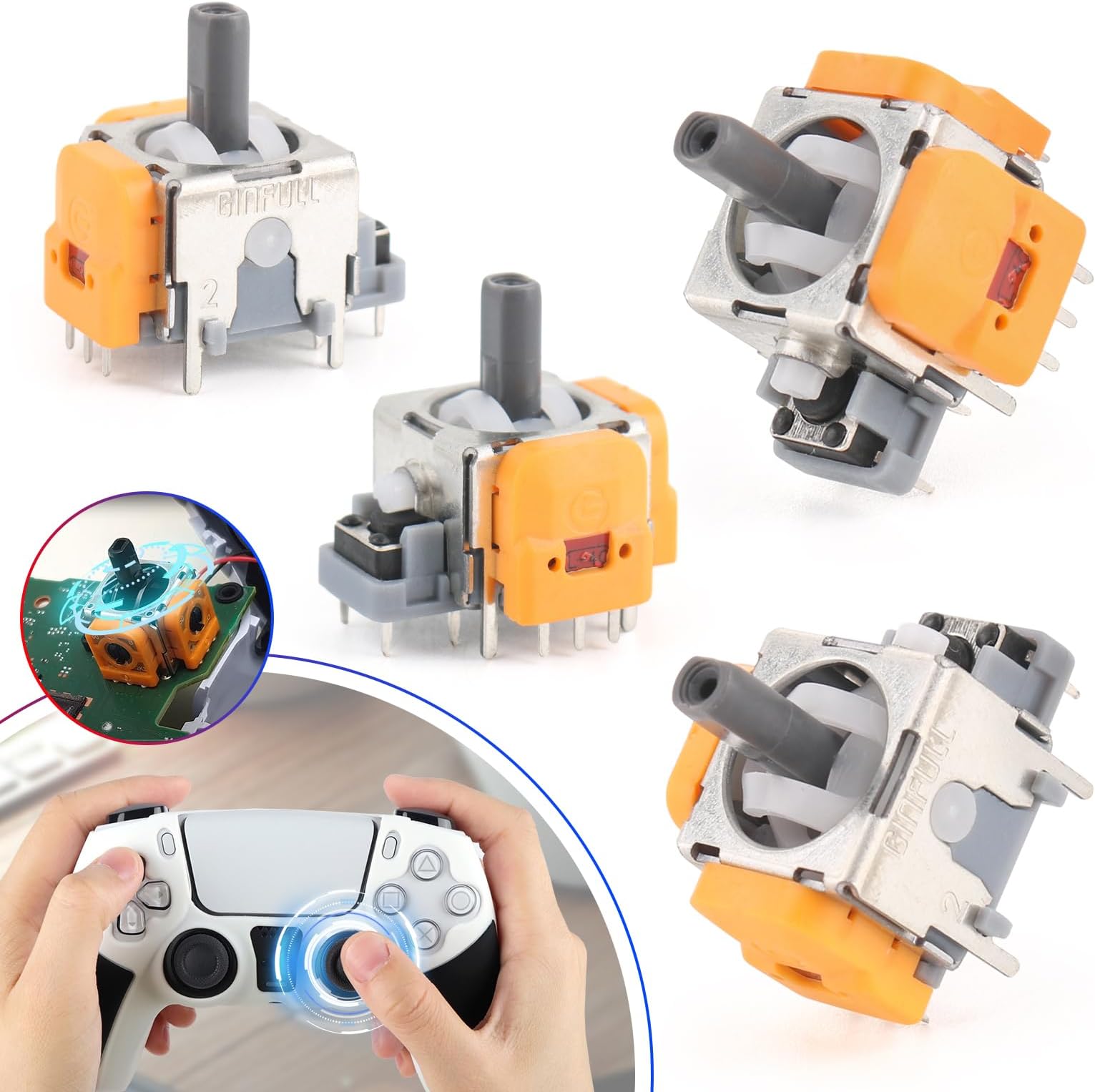 RongZy Hall Effect Sticks for PS5 Controller Anti Stick Drift 3D Joystick Compatible with Play Station 5 PS5 (4 Pack)