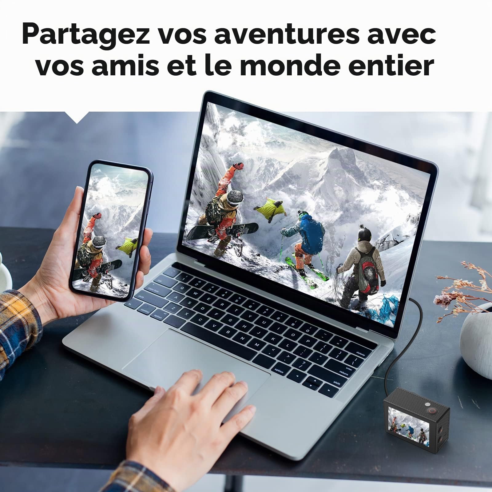 Caméra d'action 4K / 30fps, Action Caméscope WiFi 20MP, 131ft/40m Caméra Étanche EIS avec Microphone Sport Caméra 170°avec Télécommande 2 Batteries, Divers Accessoires
