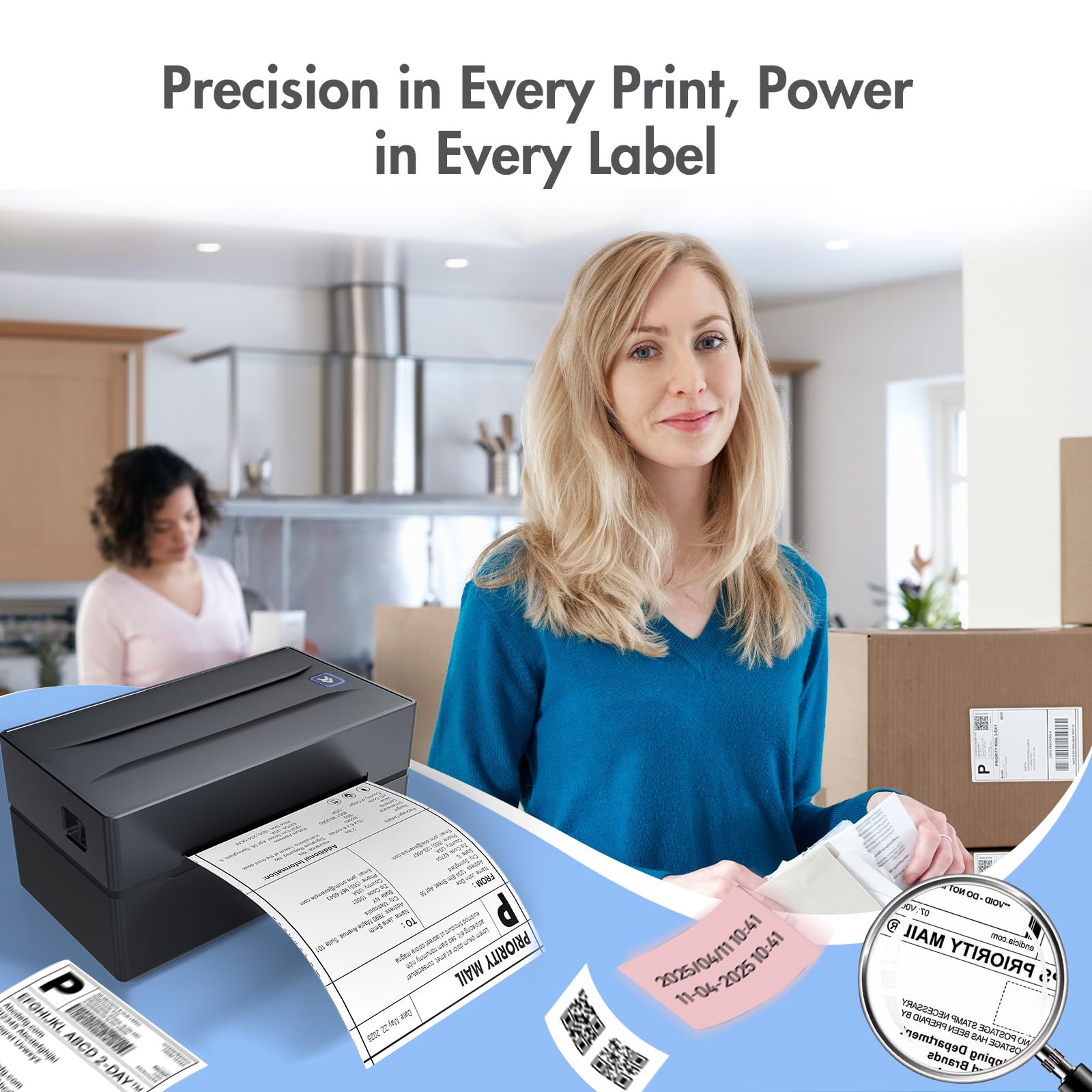 Bluetooth Thermal Shipping Label Printer 4x6 Wireless Label Maker with Tape for Small Business - Compatible with iPhone — view 7