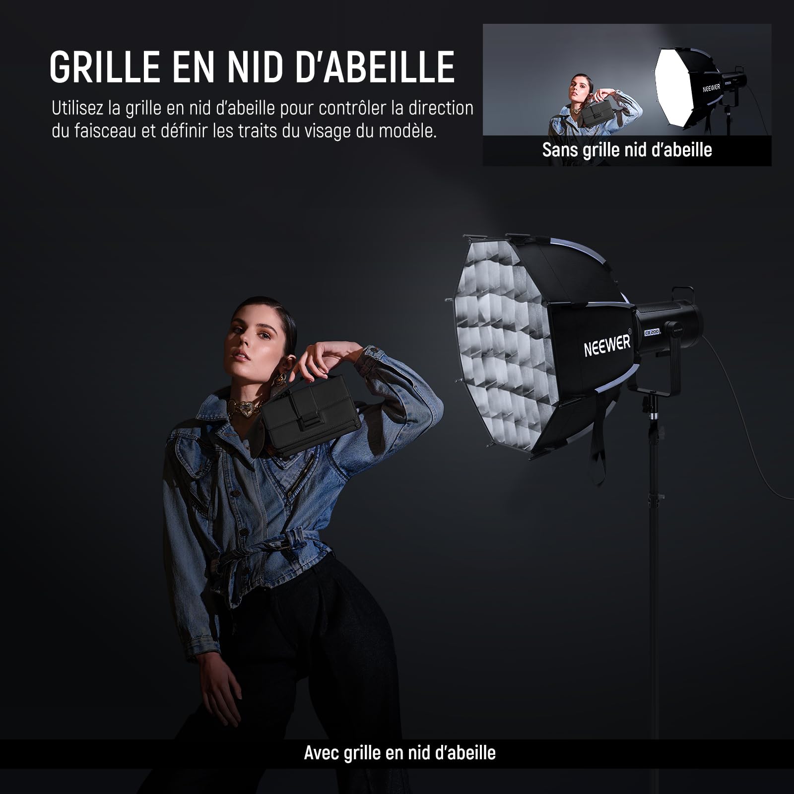 NEEWER Kit boîte à lumière octogonale 45 cm avec diffuseurs de lumière pour Studio de Photographie, Enregistrement vidéo, éclairage en continu, Compatible avec Aputure 120d, Compatible avec Godox