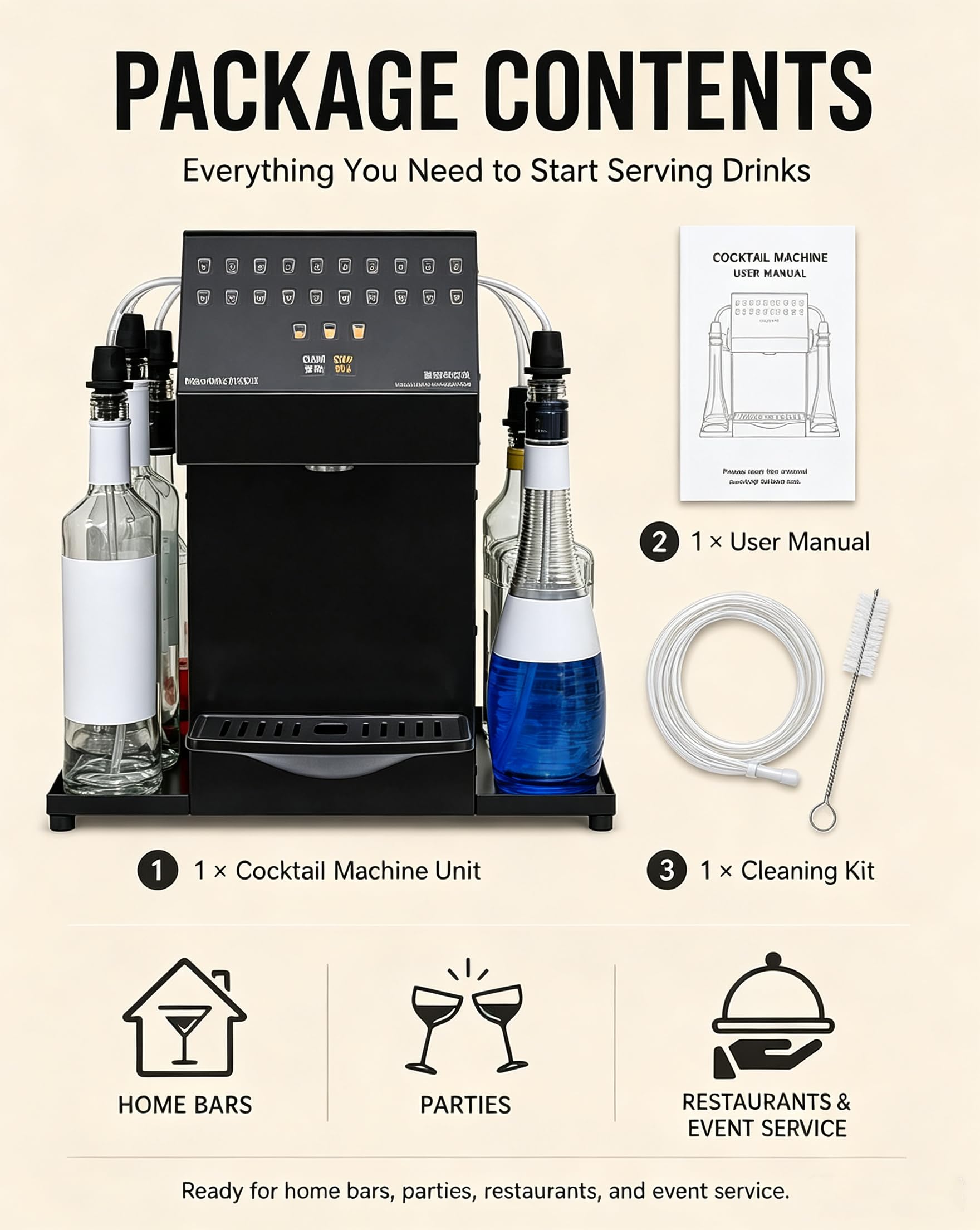 Máquina automática para Preparar cócteles, dispensador eléctrico de cócteles, máquina Inteligente para Preparar Bebidas, con 6 Estaciones para Botellas y 20 Recetas Personalizadas.