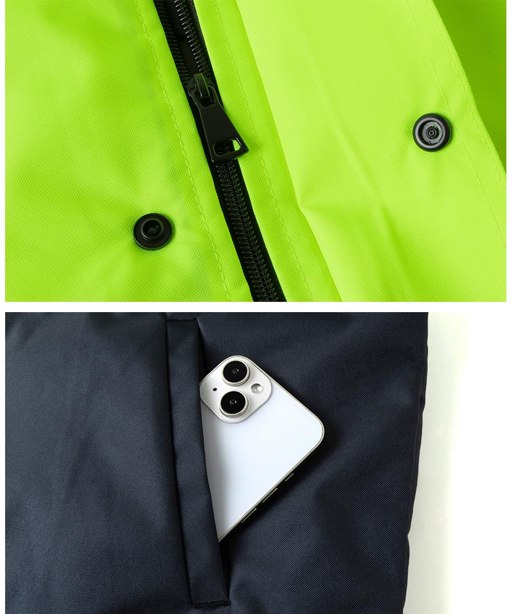 Gilet Haute Visibilité pour Homme Imperméable Gilet Rembourré de Sécurité avec Bandes Réfléchissantes Veste d'hiver Sans Manches
