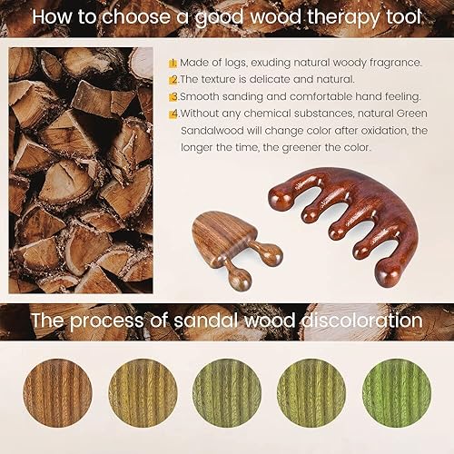 Miniatura 5 de Masaje de cuello Peine de madera Masaje de cara Relajante Peine de madera Herramientas de masaje de cabeza Mejorar el insomnio Masajeador de