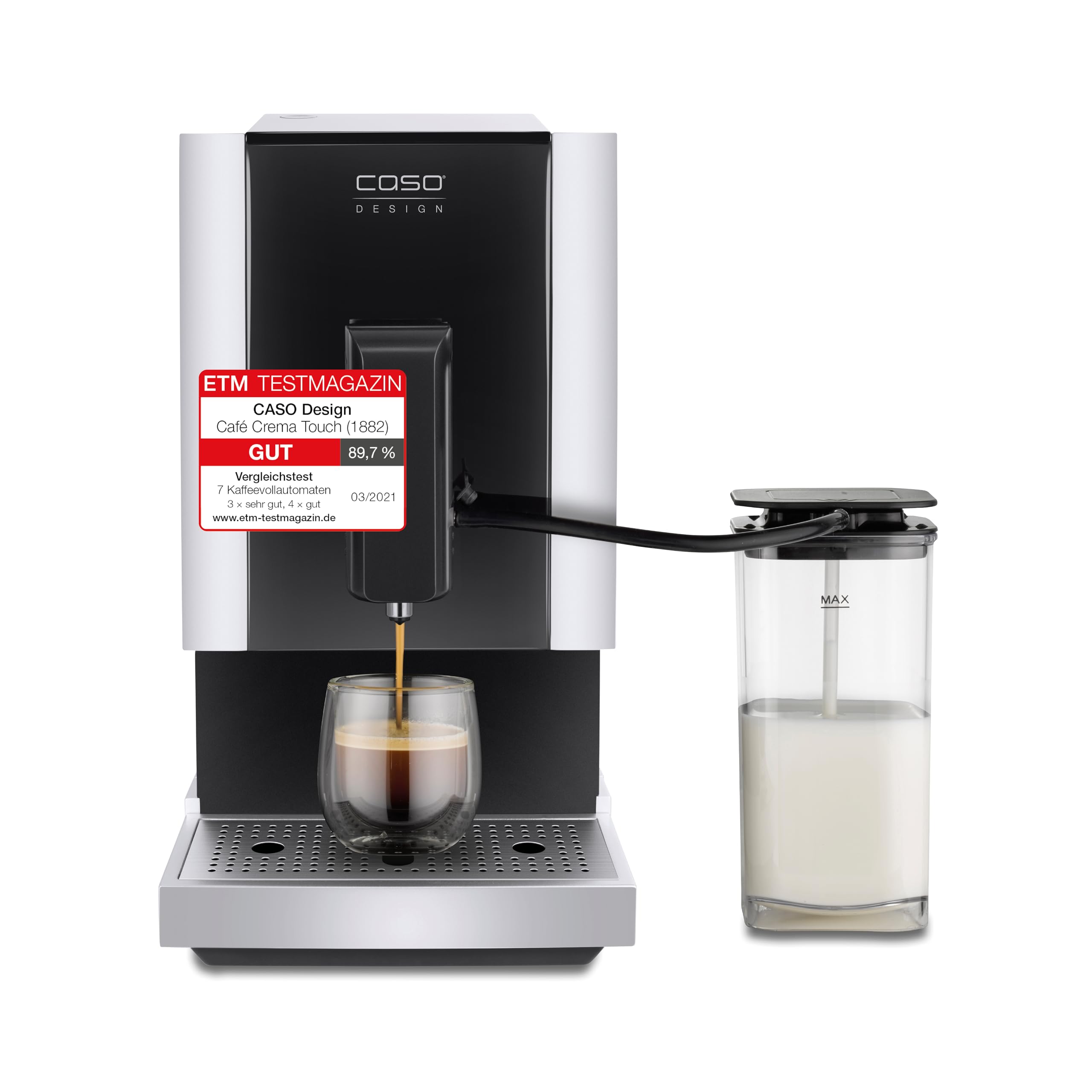 Caso Café Crema Touch, Kaffeevollautomat, inkl. Schlauch und Milchtank
