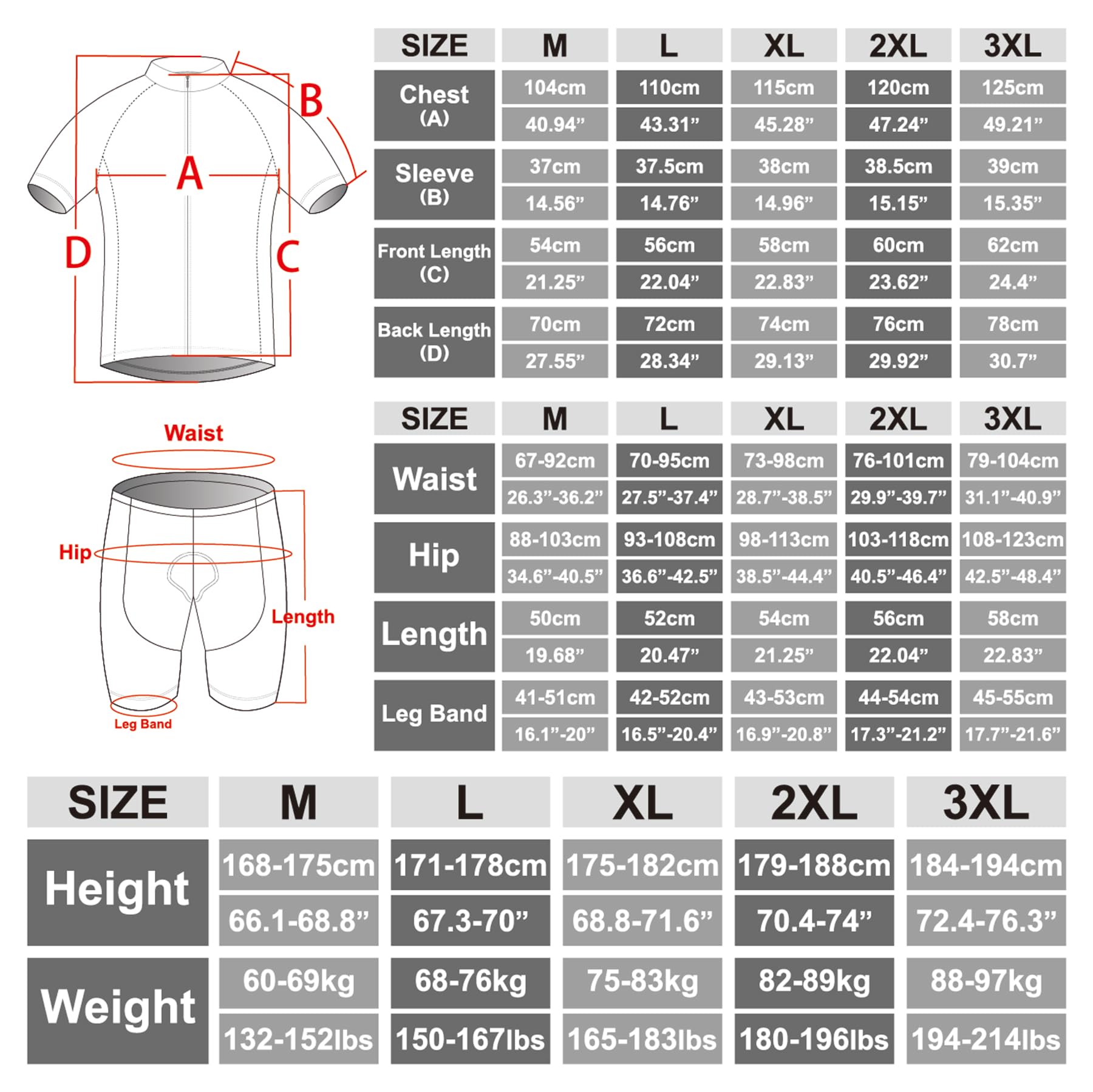 X-TIGER Ciclismo Uomo 5D Gel Salopette Pantaloncini Corti Imbottiti Set di Abbigliamento Ciclista - 3