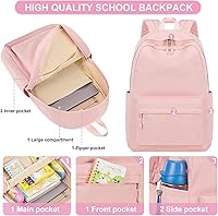 Vista 2 de Bluboon Juego de mochila para adolescentes, mochila escolar para niñas, lonchera y lápices, bolsas para estudiantes, 3 en 1, rosa-3 juegos, Escuela