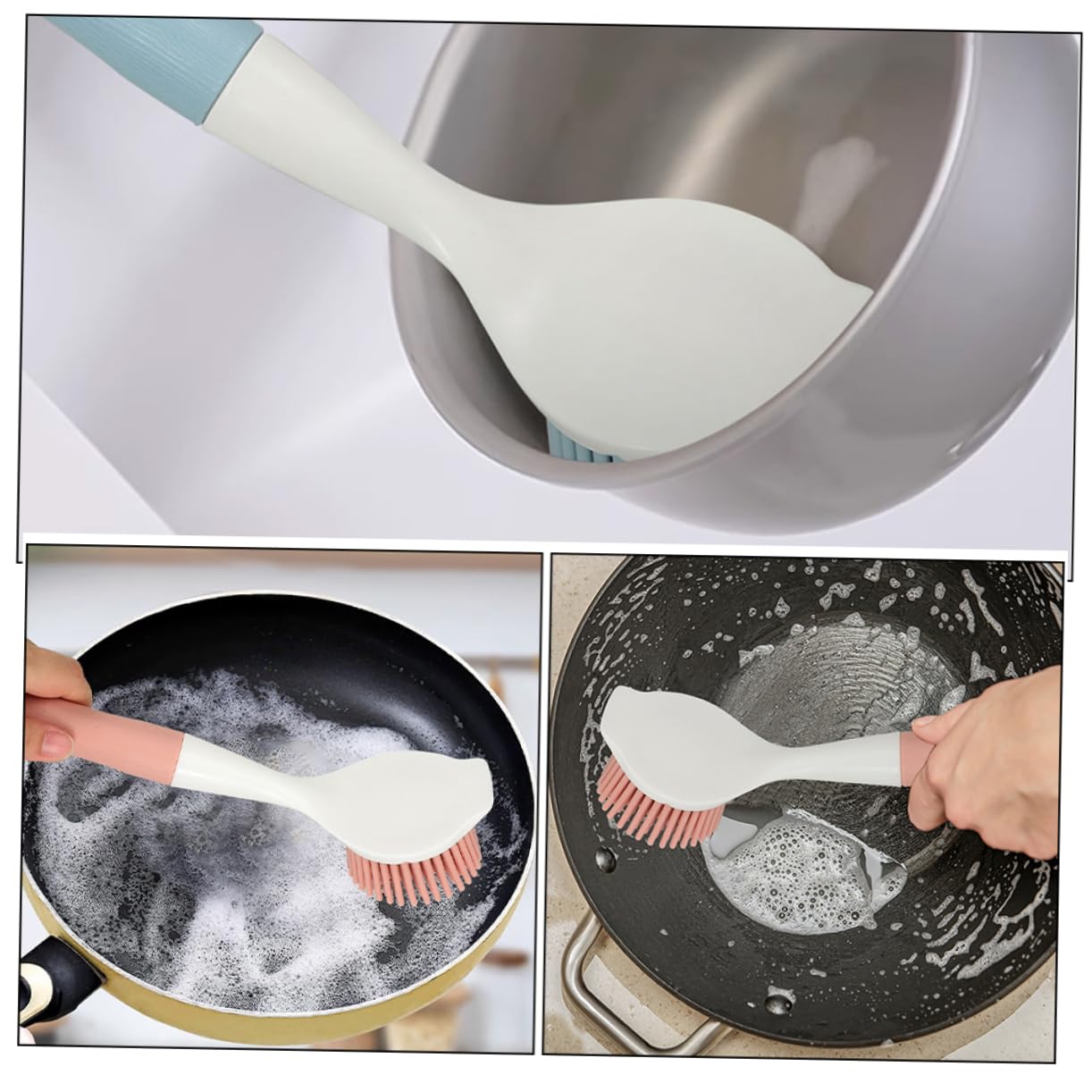 Baluue 10pièces Brosse De Cuisine pour Nettoyage De Vaisselle Brosse De Récurage Ergonomique pour Casseroles Et Poêles