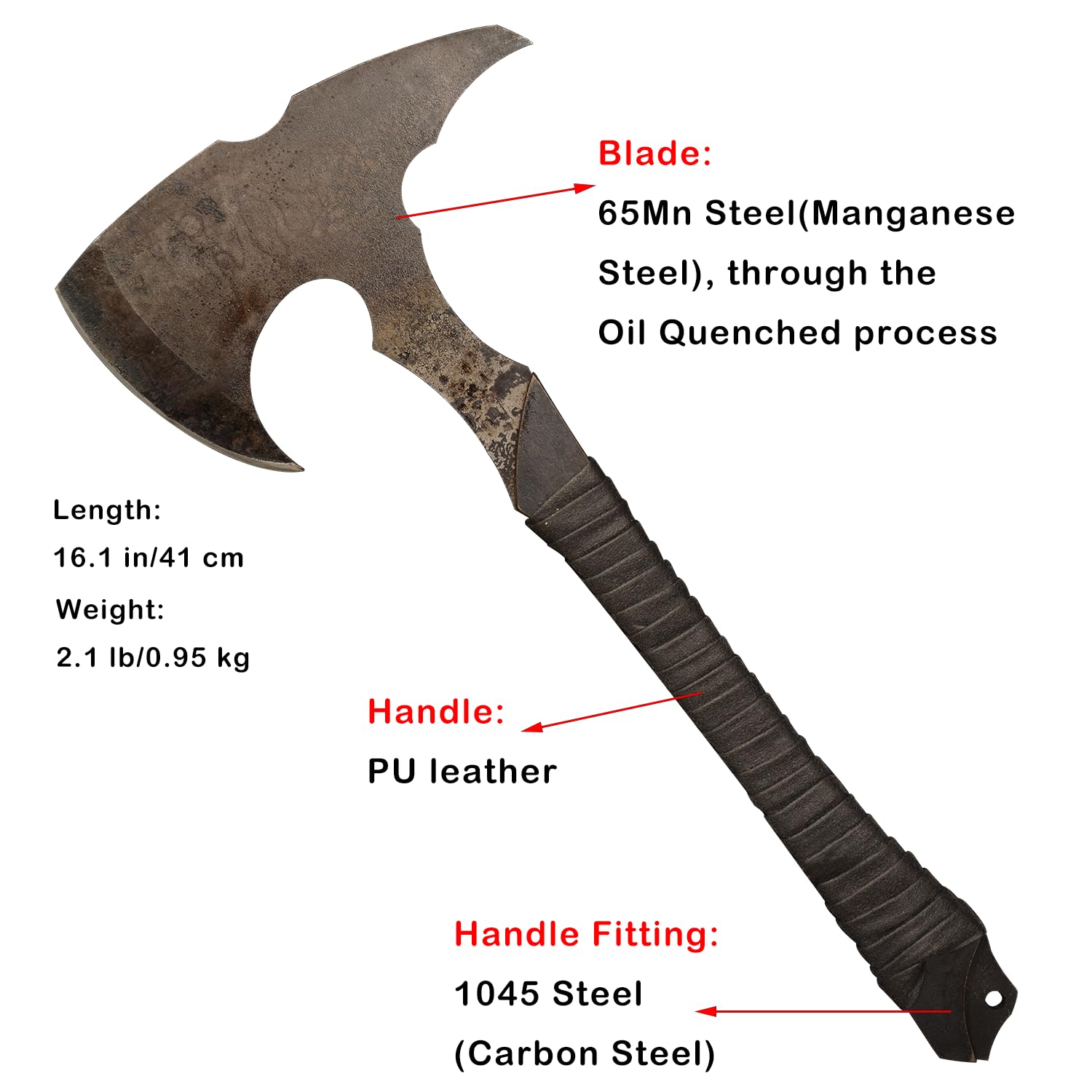 41 cm Full Tang Taktischer Tomahawk Survival Beil Axt mit Scheide für die Praxis, Outdoor-Gebrauch, Sammlung