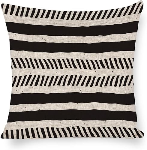 Miniatura 3 de LOHDALOLF Juego de 4 fundas de almohada impermeables para exteriores de 16 x 16 pulgadas, juego de 4 fundas de almohada geométricas en blanco y