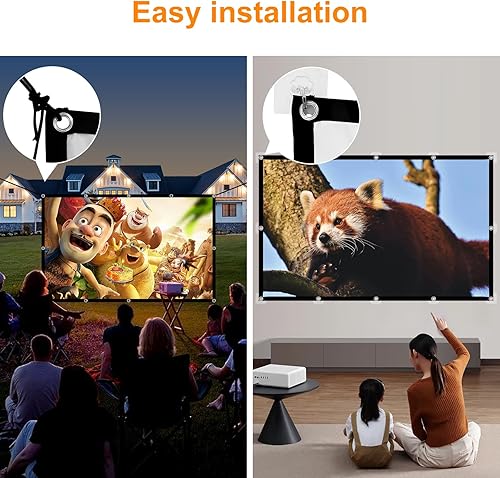 Miniatura 4 de Pantalla de proyector al aire libre Película de 100 pulgadas: Pantallas de proyección portátiles 4K HD Plegable Interior Colgante Pared Anti-Crease