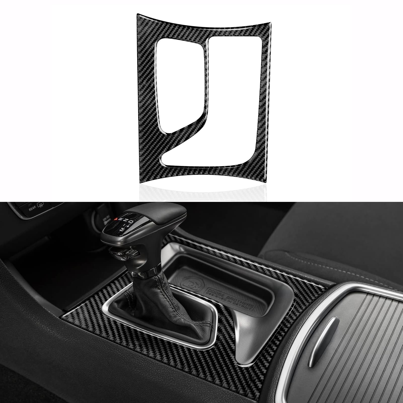 Car Gear Shift Panel Decals for Dodge Charger 2015 2016 2017 2018 2019 2020 2021 2022 2023 Accessories Carbon Fiber Interior Stickers
