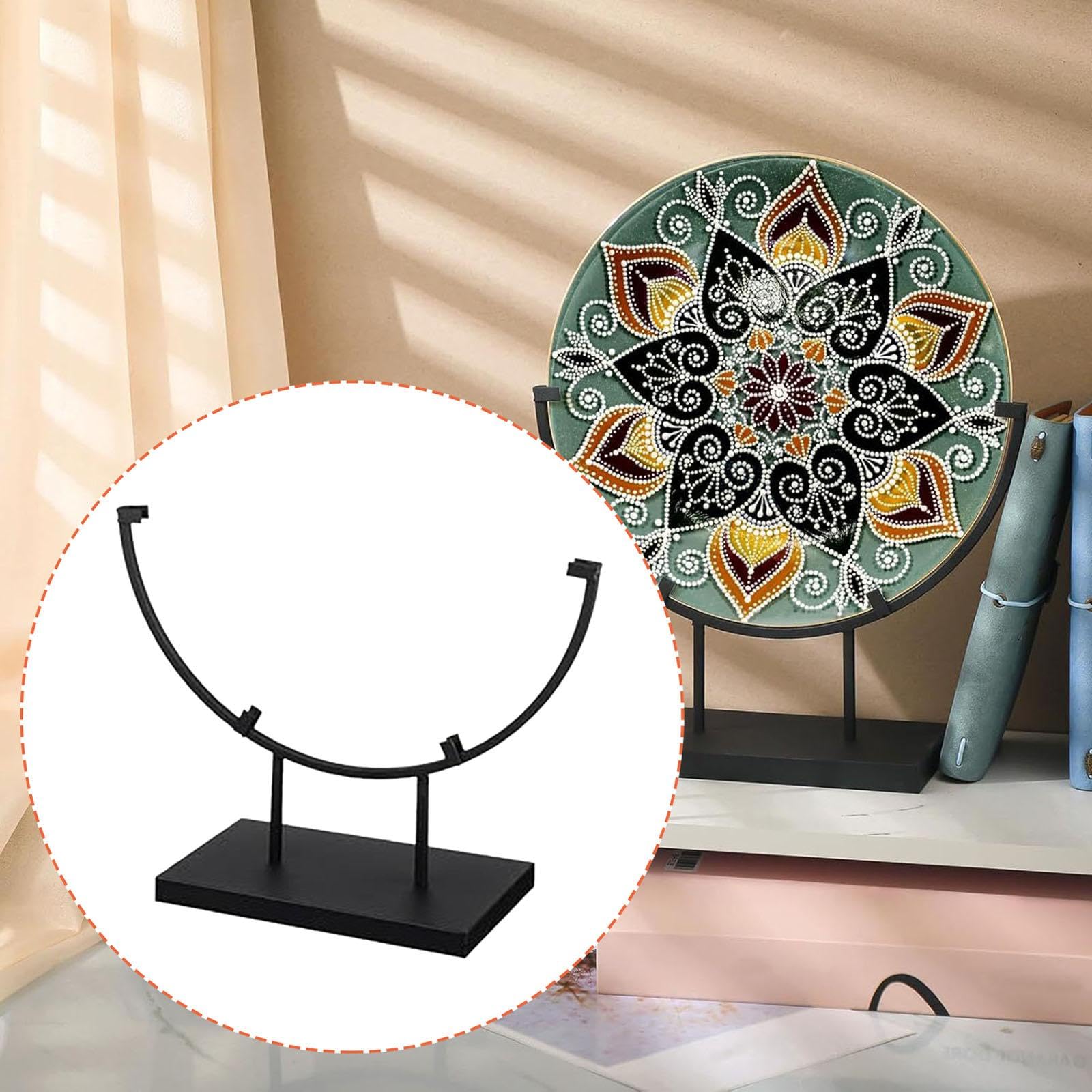 LOVIVER Présentoir Métallique pour Art Verre Fusionné, Support de Plaque Décorative, Base Stable Antidérapante, Chevalet Table Demi-Rond pour Photo, Panneaux, Idéal Exposition Maison, 12 Pouces