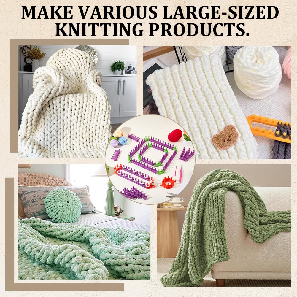 OLYCRAFT 2 confezione Telaio per Maglieria Fai Da Te Telaio Regolabile per Coperte Grosse Telaio per Tessitura con Filato con Ago Da Cucito per Calze Cappelli Coperte Fai Da Te Principianti