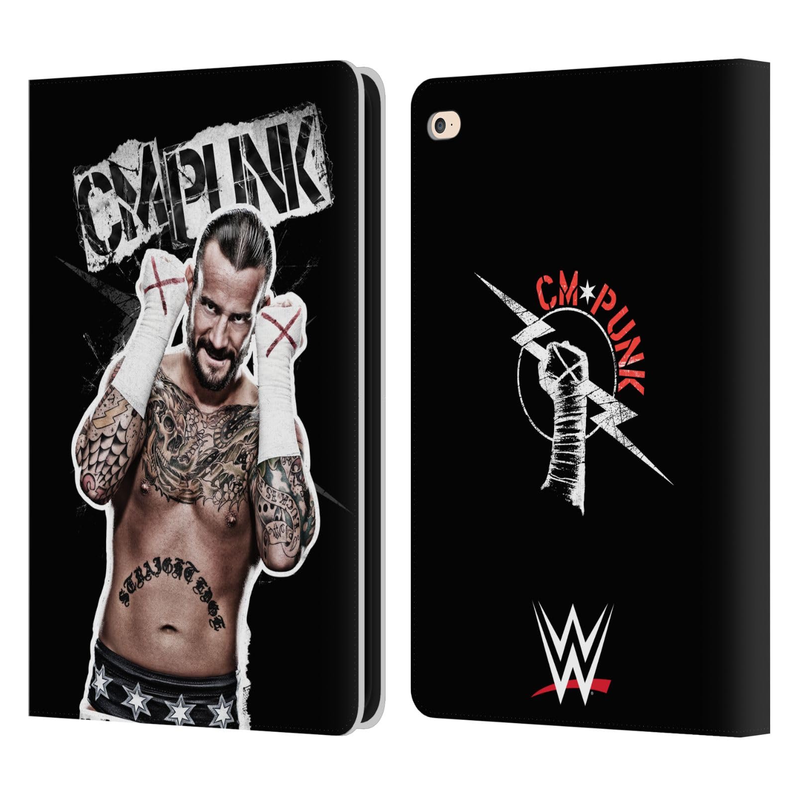 Officially Licensed WWE Graphics CM Punk Leather Wallet Case Compatible with Apple iPad Air 2 (2014)