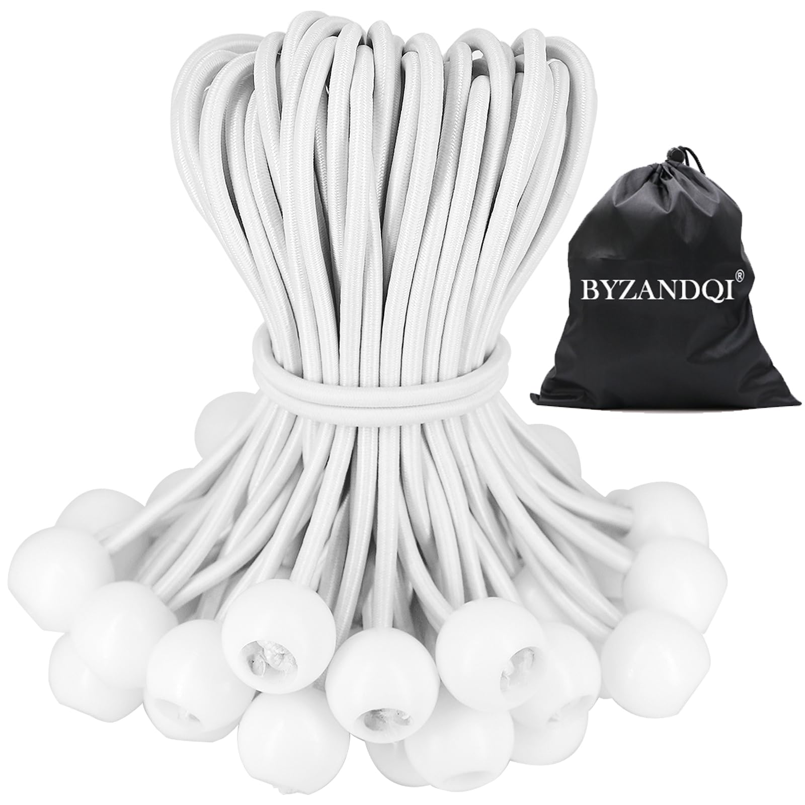 Lot De 50 Tendeurs En Caoutchouc Avec Boule - Élastiques De Bâche 15 Cm Pour Tente, Bâche, Affiche, Bannière - Fixation Solide Et Réutilisable