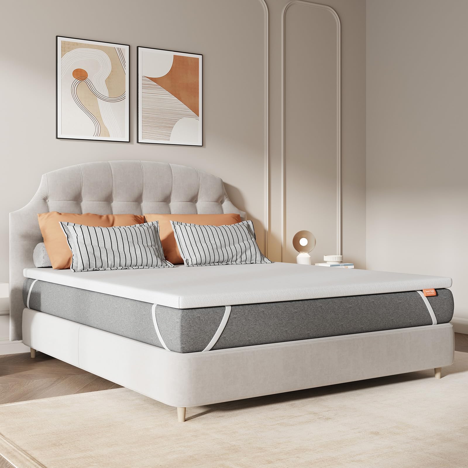 Sweetnight Materasso Topper con Memory Foam in Gel, 160x190 cm, spessore 10 cm, con Fondo Antiscivolo, Coprimaterasso in Schiuma di Supporto con Tessuto Morbido e Traspirante, Sfoderabile e Lavabile