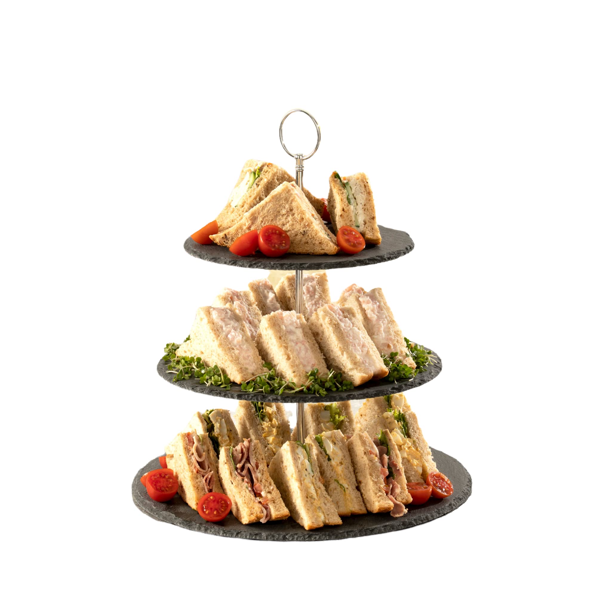 HOMIU 3 TIER SLATE PLATTER STAND - black