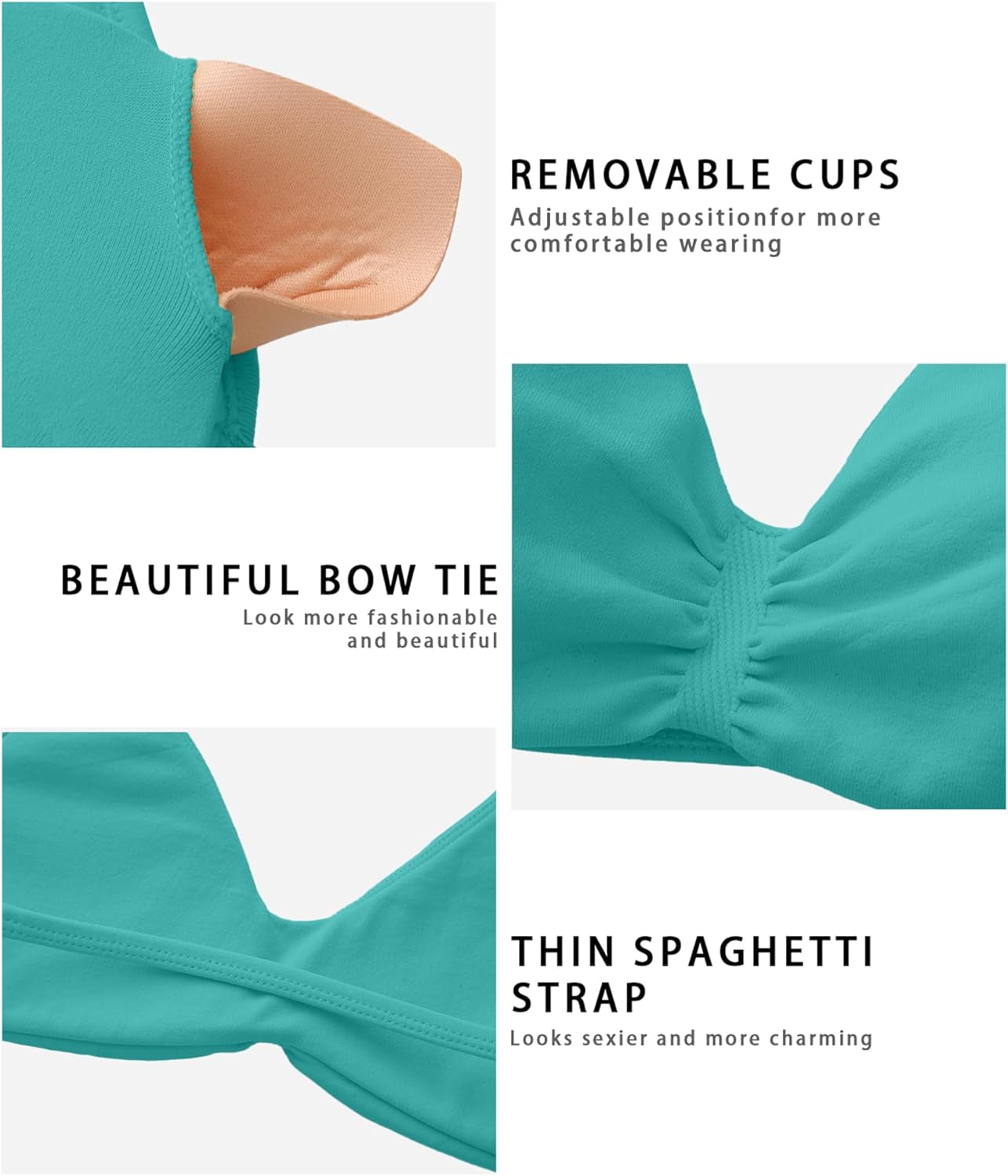 Comper Women's Sports Bra with Thin Straps Stretchy Wirefree Workout Bras Lightweight Workouts Bralette with Removable Pads - Image 7