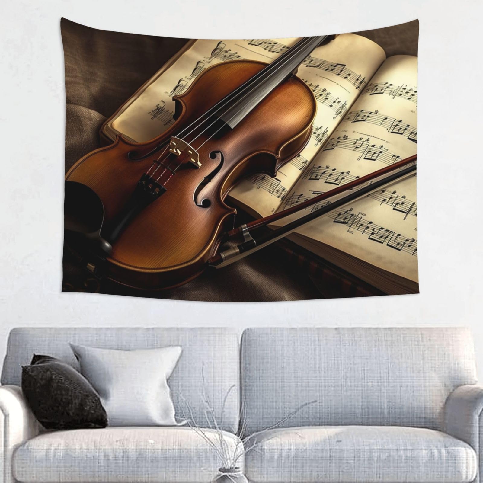 FodPand Violin And Book Tapestry Wall Hanging 29x37in Tapestries Wall Backdrop Room Poster Art Aesthetic Decor For Home Office Bedroom Living Room Dorm