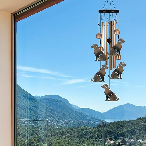 Miniatura 2 de Campanilla de viento de bronce para perro, regalos para mamá, hogar, jardín, balcones, habitación, patio, decoración de perro para interiores y