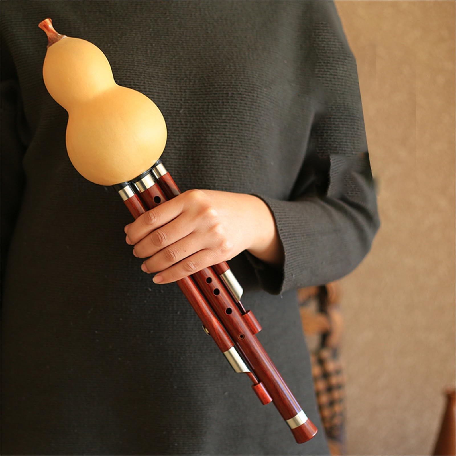 Instrumento De Flauta Hulusi Palisandro Hulusi De Nueve Hoyos Rendimiento Profesional Tipo B Plano C Tono Alto Brillante Y Fácil De Tocar(B tune)