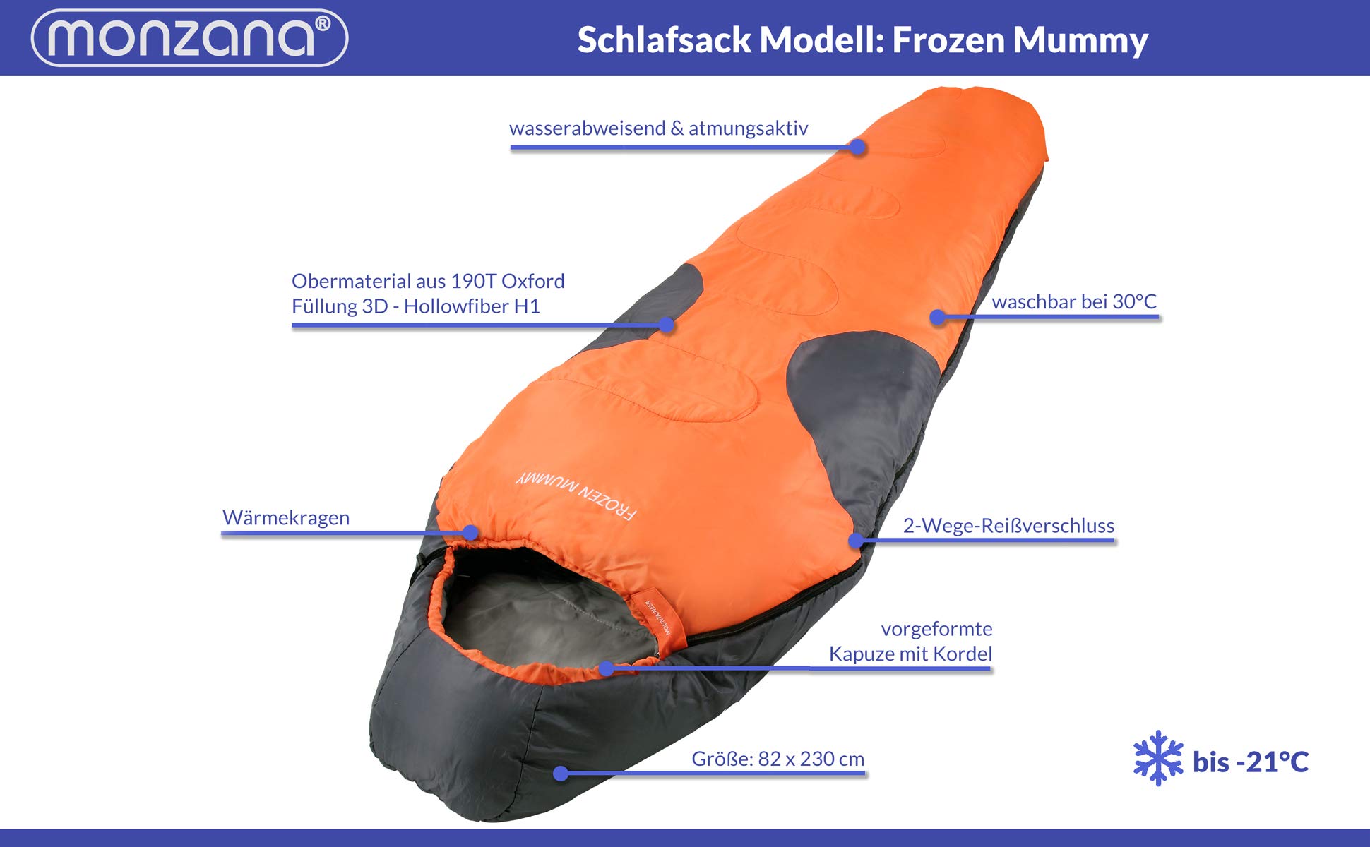 Mountaineer Frozen Mummy Sleeping Bag Mummy Sleeping Bag Blanket Sleeping Bag with Hood - Light with Compact Carry Bag