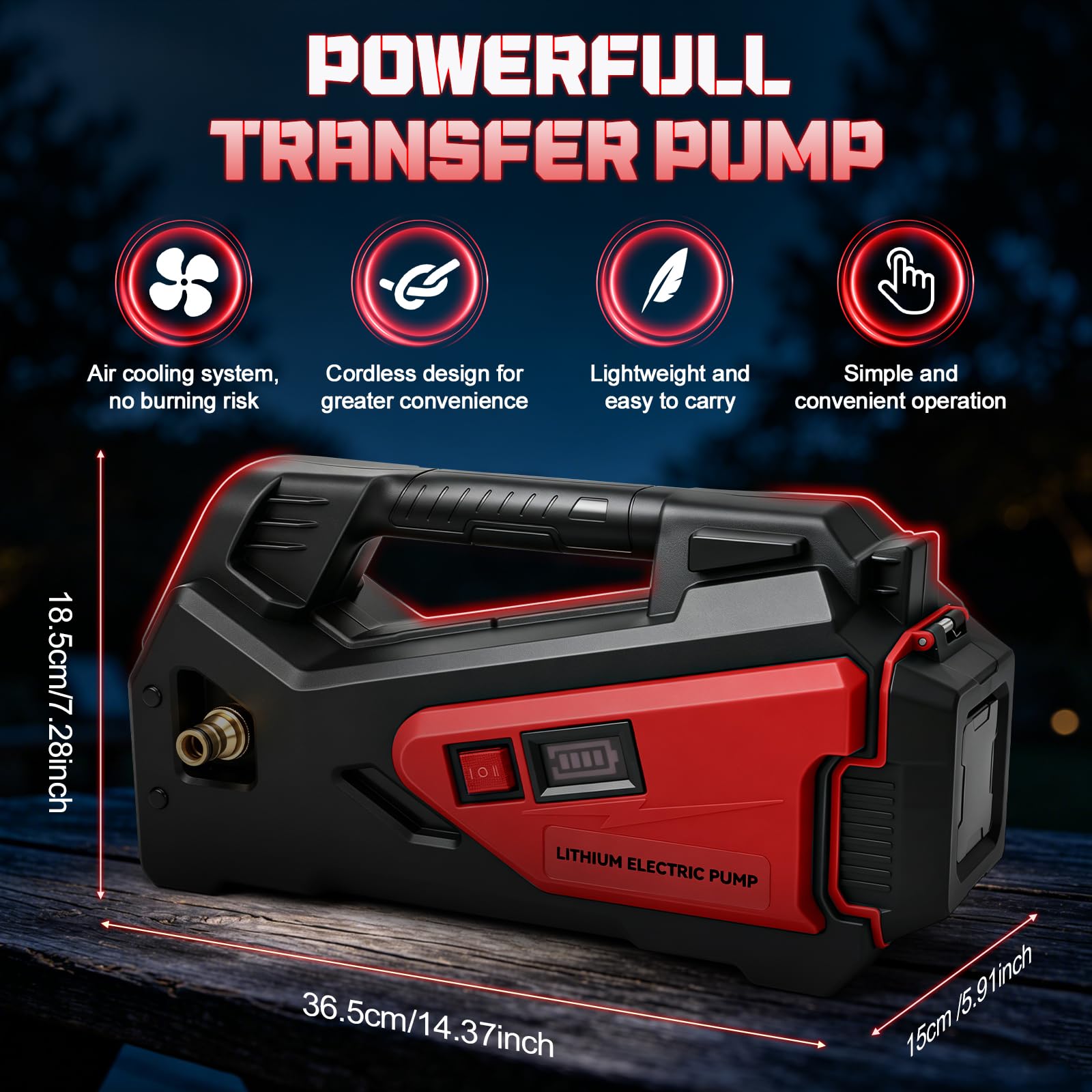 Samozasysająca pompa wodna kompatybilna z akumulatorem Milwaukee 18 V, 1/4HP 300GPH bezprzewodowa, przenośna, z zestawem węży, nadaje się do kampera, łodzi, na kemping i do ogrodu (bez baterii)