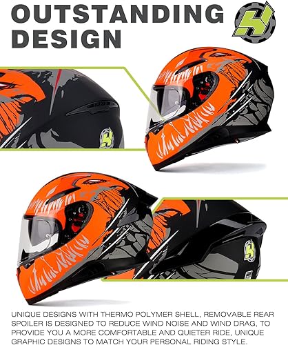 Miniatura 3 de Hax - Casco integral de motocicleta y de moto de calle con doble aleta trasera y clavos de plástico para Pinlock Ready, para adultos, aprobado por