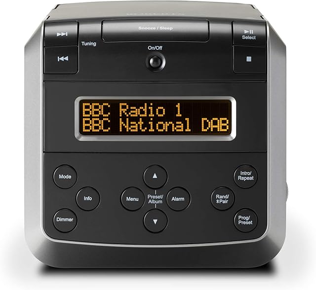 Roberts Sound 48 DAB/DAB+/FM Stereo Clock Radio with CD, Bluetooth, USB Playback/Charging - Black