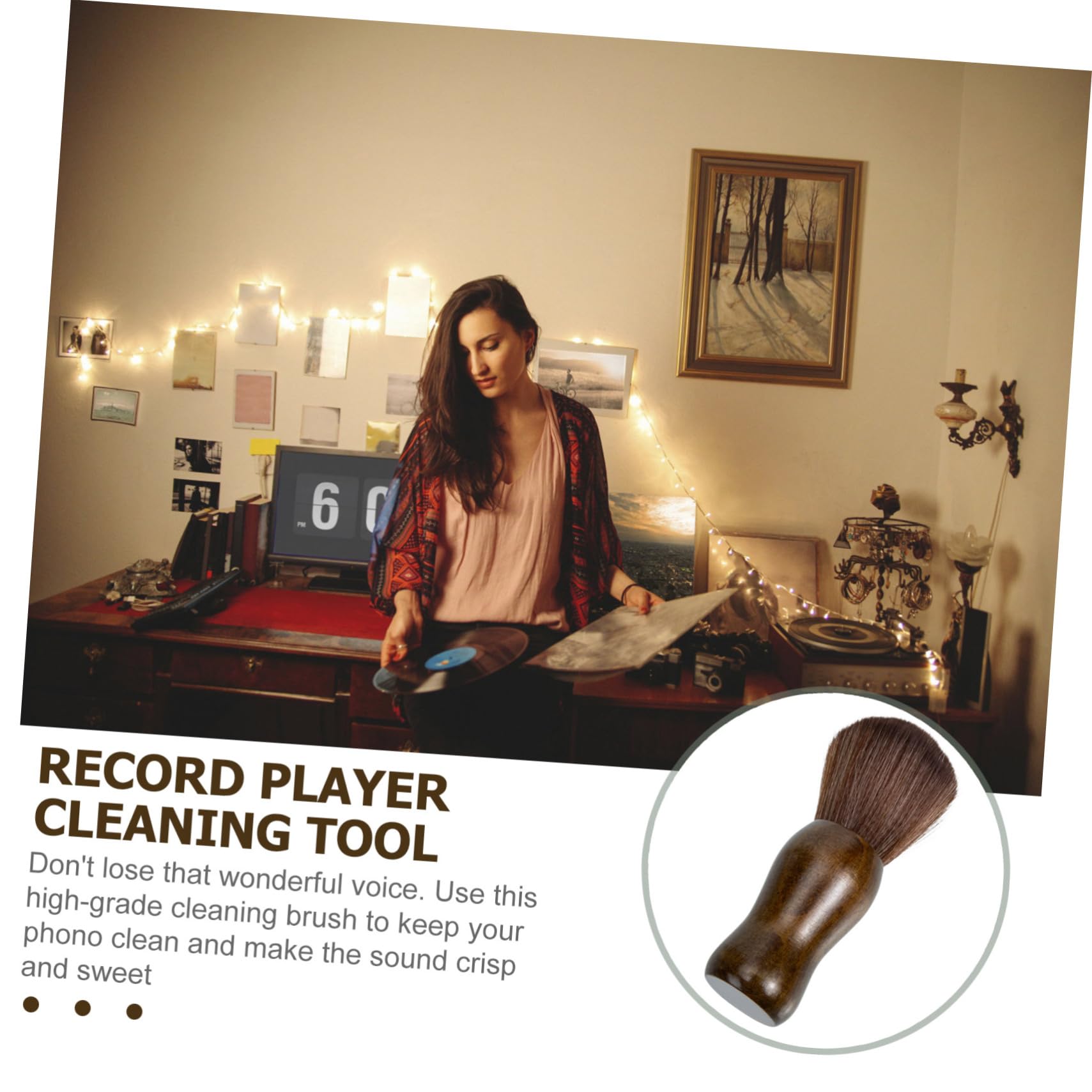 TEHAUX Vinyl Record Cleaning Brush Safe Non Scratch Tool for Record Players and Musical Instruments Durable Bristles for Long for Vinyl Enthusiasts