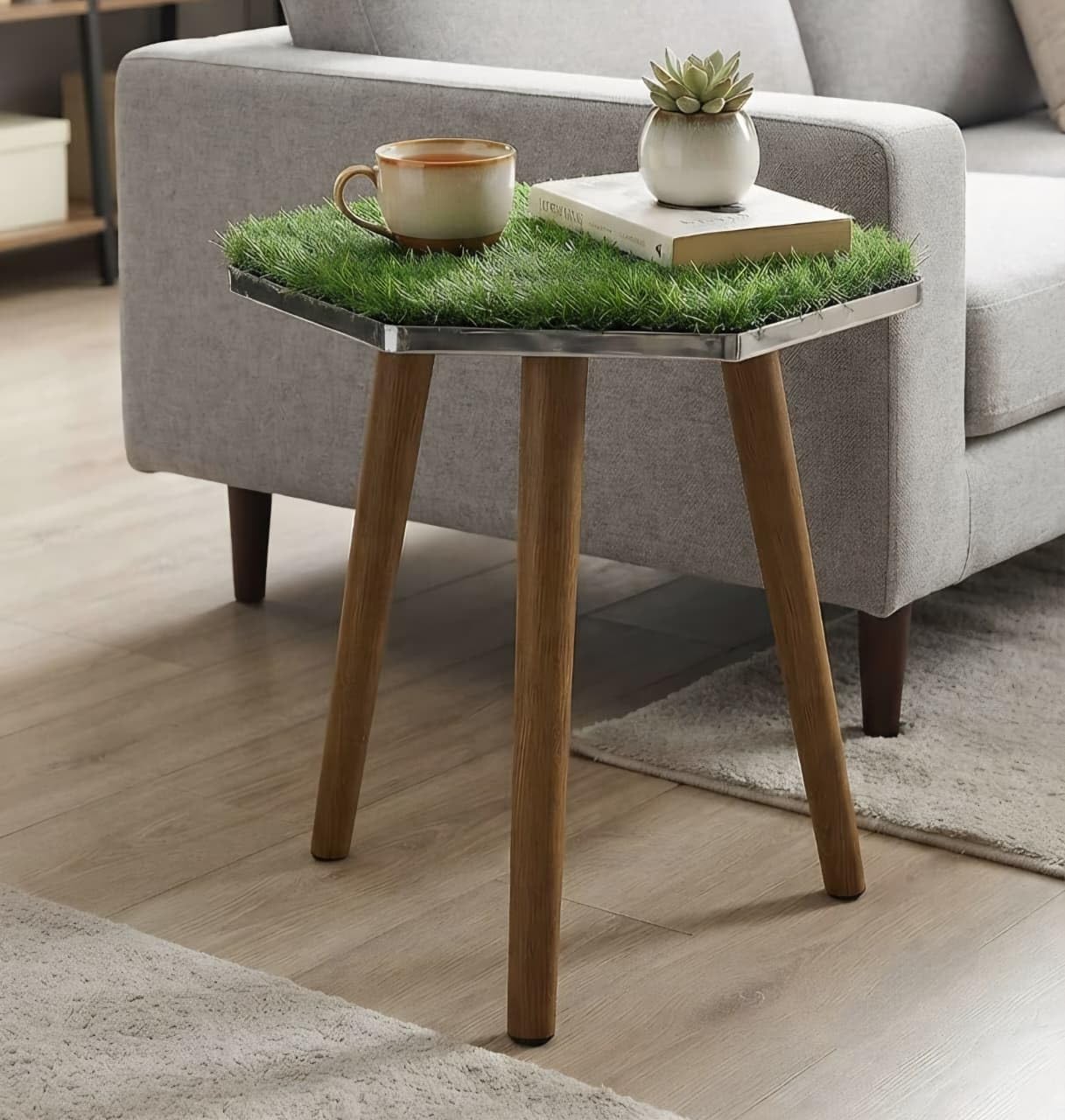 Beautiful Antique Wooden Fold-able Side Table/End Table/Plant Stand/Stool Living Room Kids Play Furniture Table Round Shape (Small - 14.5 inch)-image-21