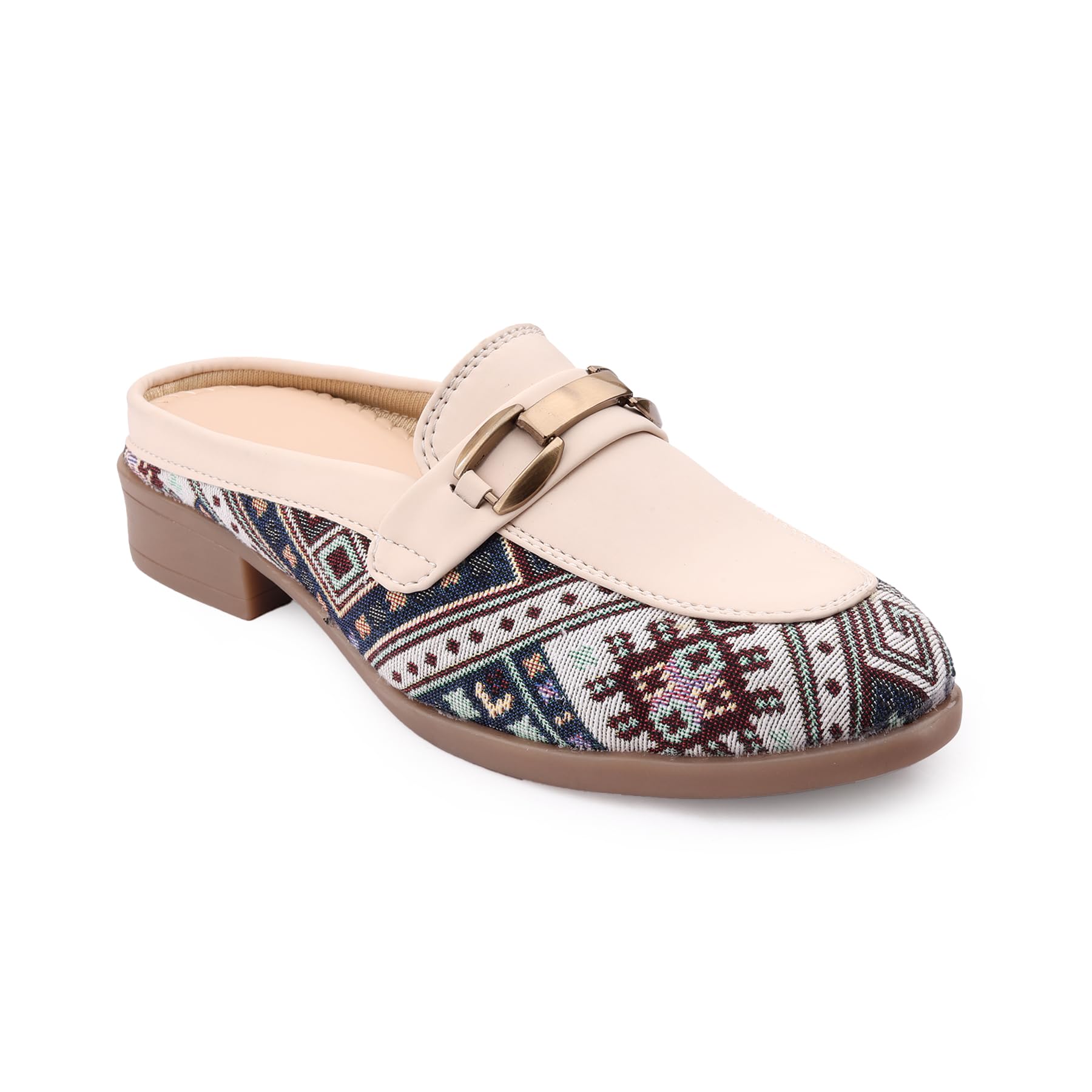 yuvrato baxi Women's Backless Slip-On Mules and Casual Faux Leather Loafers with Traditional Printed Design and Durable TPR Sole.-picture-37