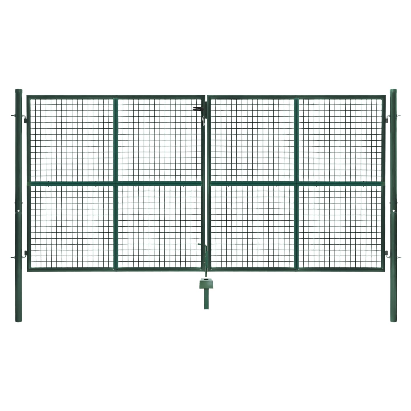 IDMarket - Cancello di recinzione in acciaio verde 315 x 150 cm con serratura e maniglia