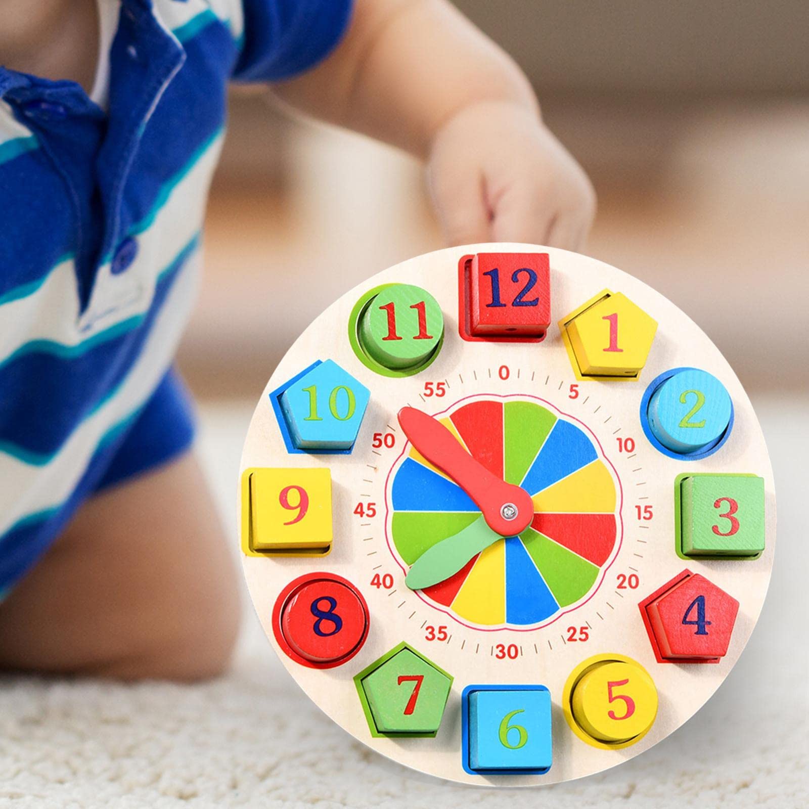 Orologio in Legno per Bambini, Giocattolo per Lo Sviluppo di Minuti E Secondi, Sussidi Didattici per La Scuola, Il Giro