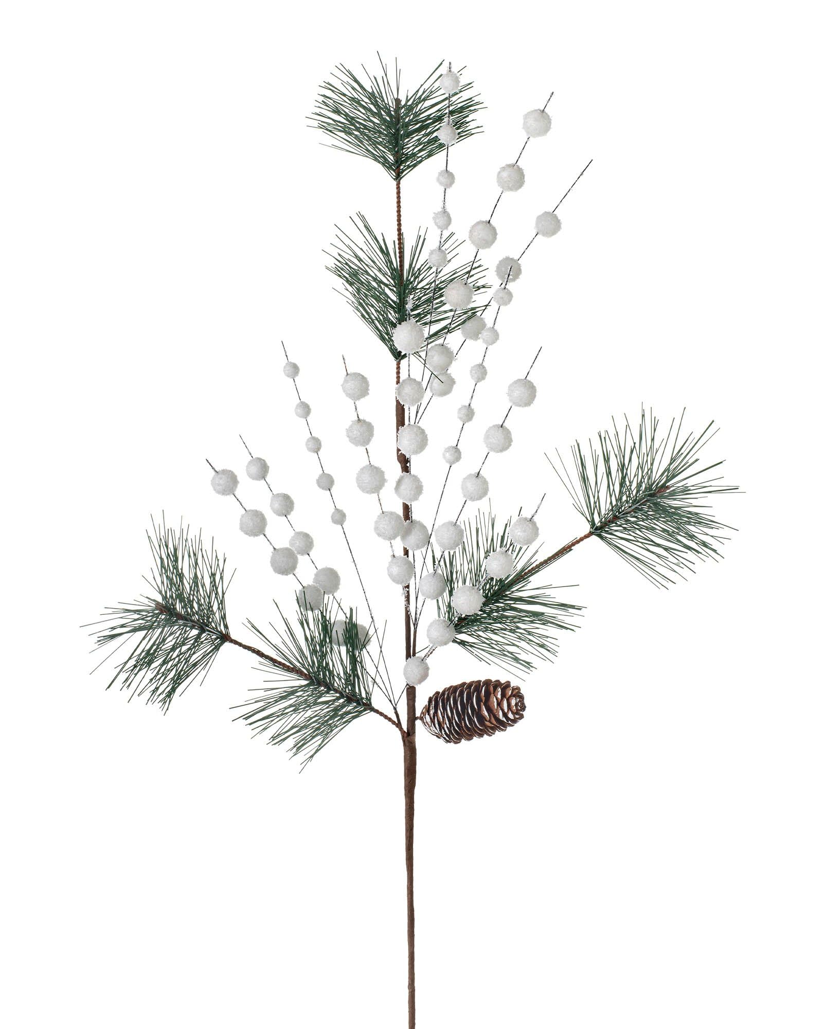 WeRChristmas Artificial Pinecone Berries Pick Christmas Tree Decoration, White, 66 cm