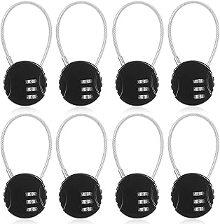 Combination Lock 3 Digit Gym Lock Waterproof Padlock Resettable Bag Luggage Gate Lock Outdoor Combination Fence Lock for School Locker Travel Toolbox Storage (Black, 8 Pack)