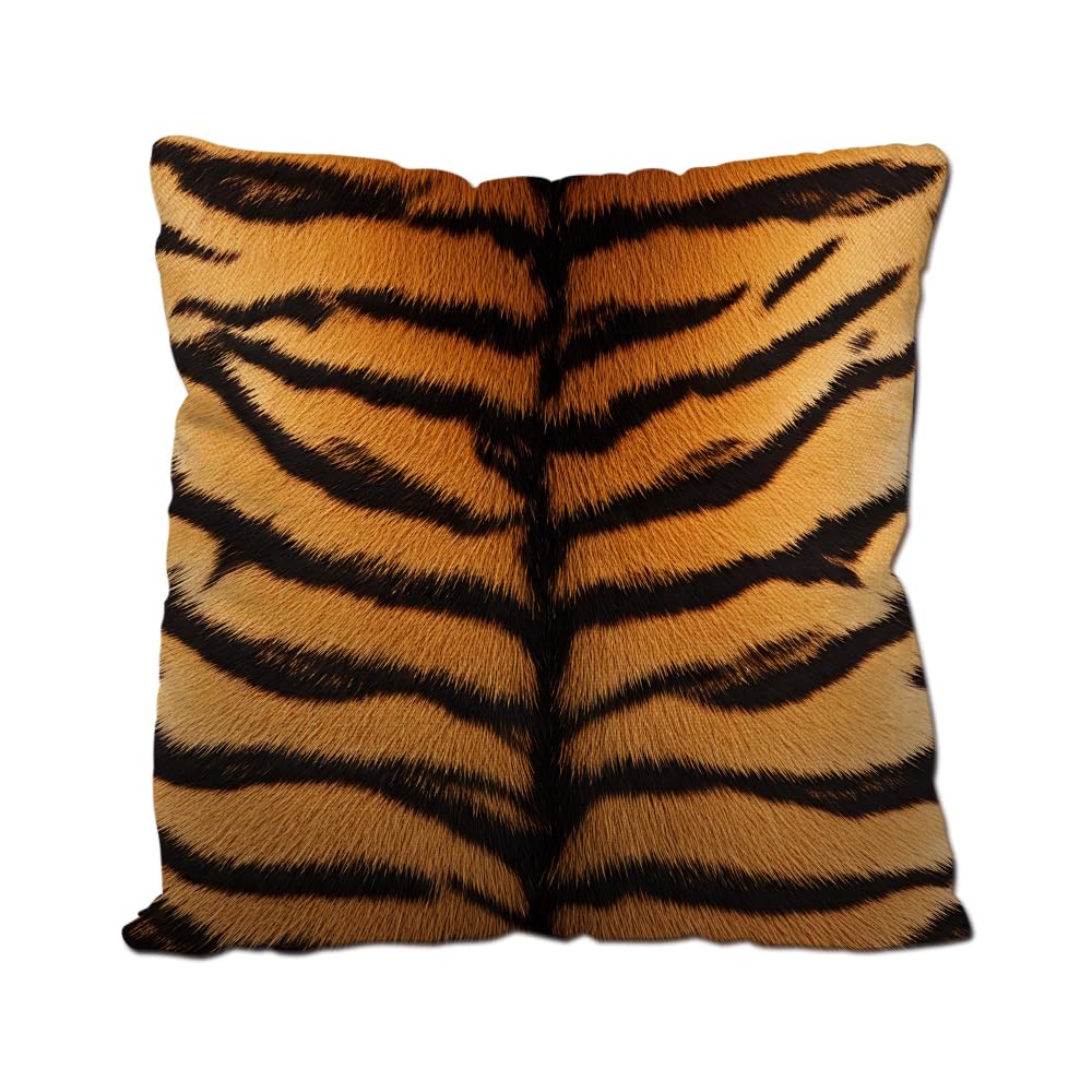 Nicokee Cotton Linen Pillow Covers Animal Tiger Skin Print Throw Pillow Covers Cases for Couch Sofa Bed Home Decor 18 X 18 Inches